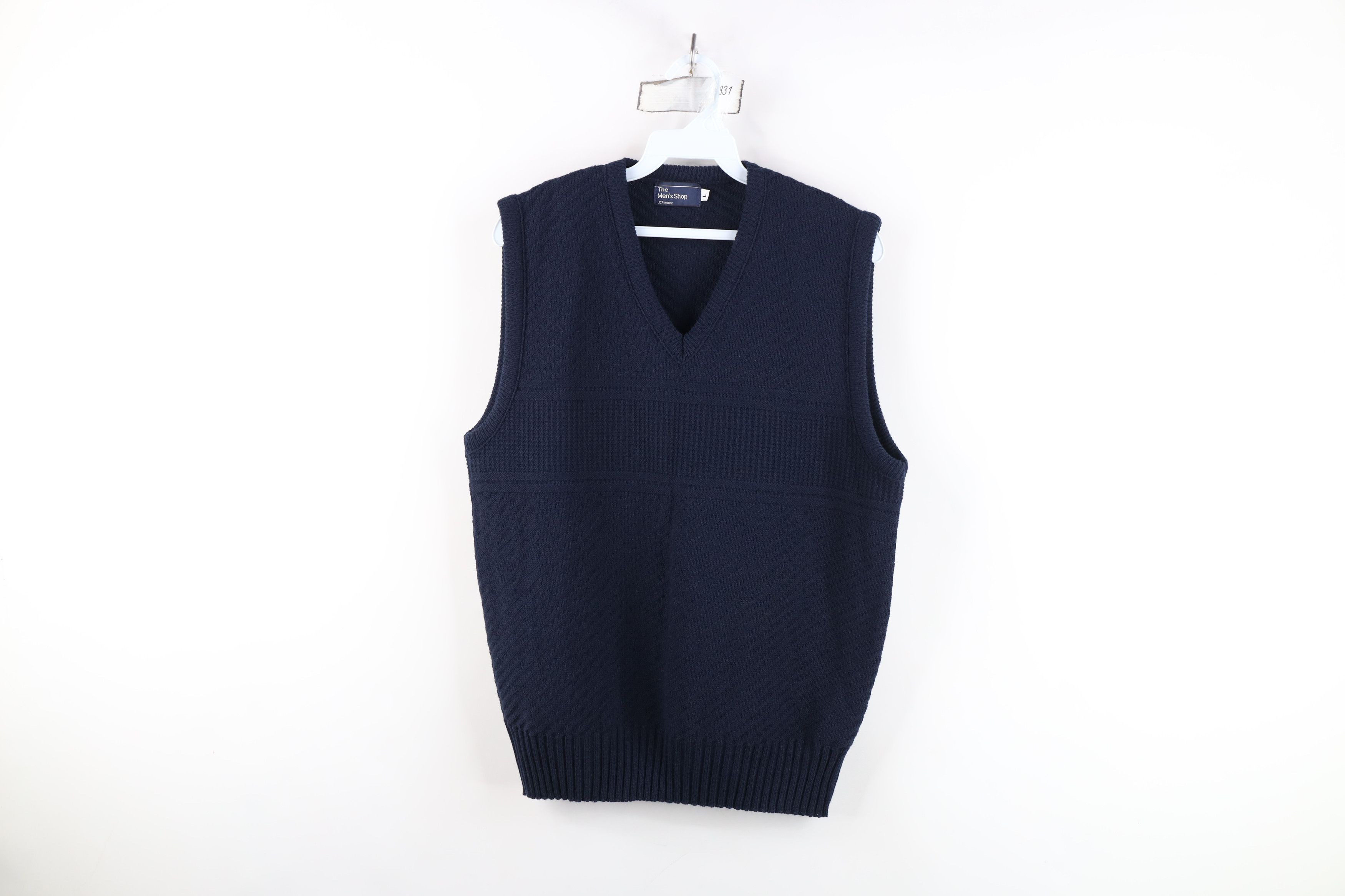Vintage Vintage 70s Streetwear Ribbed Knit Sweater Vest Blue USA Size US L / EU 52-54 / 3 - 1 Thumbnail