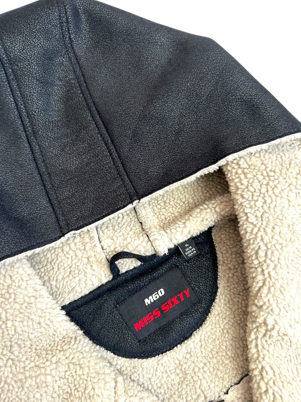 Miss Sixty Miss Sixty Sherpa Biker Jacket Hooded Black Y2K Faux Fur Size XL / US 12-14 / IT 48-50 - 5 Thumbnail