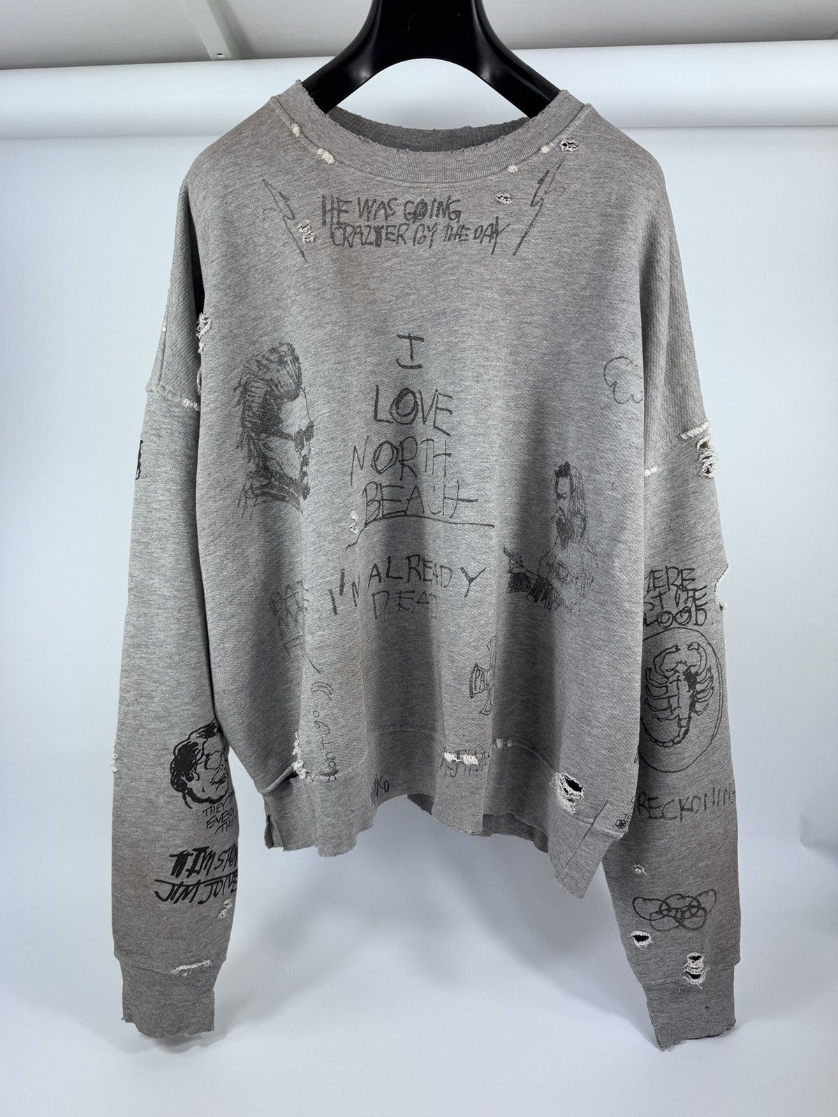 Paly Hollywood GRAPHIC DRAW PRINT DISTRESSED SWEATSHIRT Size US XXL / EU 58 / 5 - 1 Thumbnail