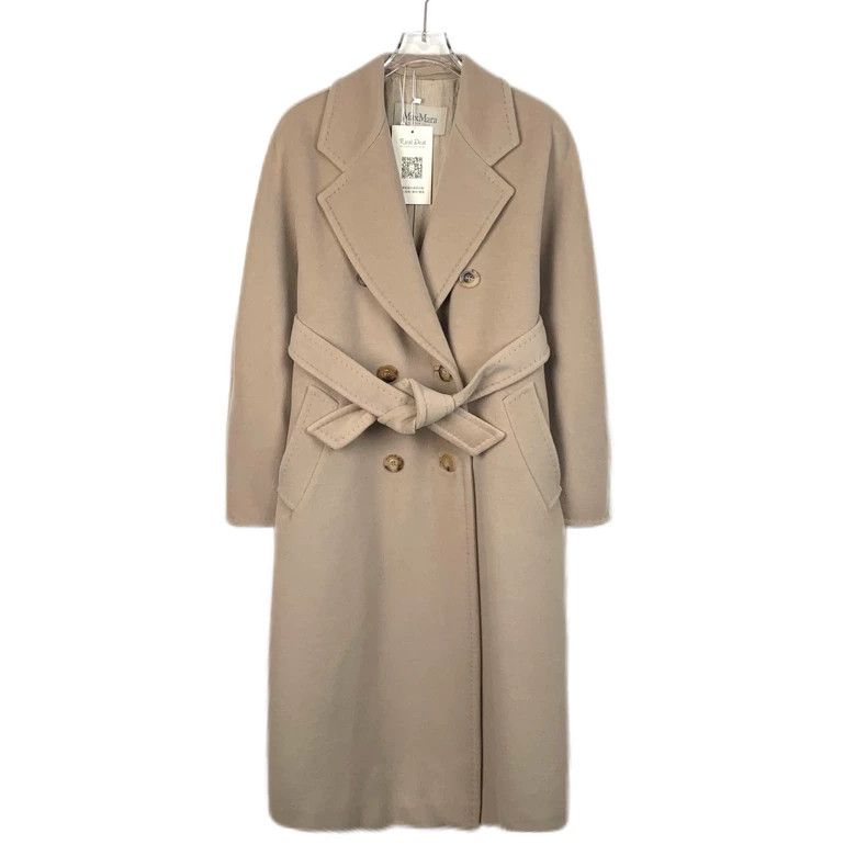 Max Mara Max Mara 101801 Collection Sand Wool Lapel Double Breasted Size XS / US 0-2 / IT 36-38 - 1 Thumbnail