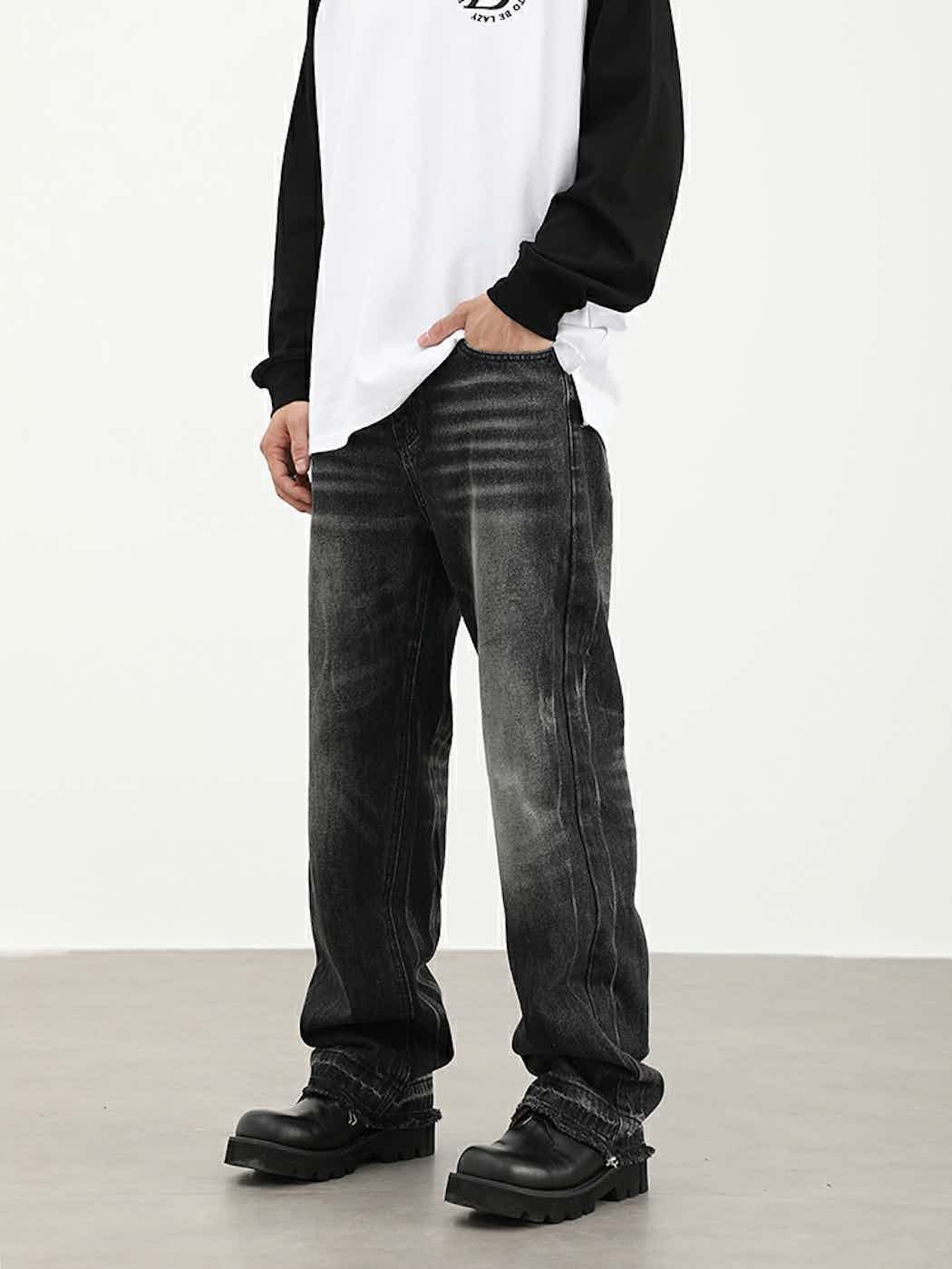 punk grunge damaged washed faded yuppie jeans
