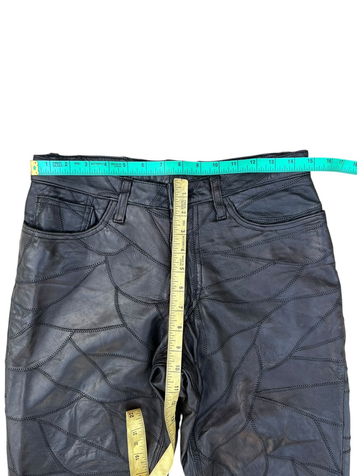 Leather Vintage DOMON HOMME Japan Patchwork Sheepskin Leather Jeans Size US 29 - 4 Thumbnail
