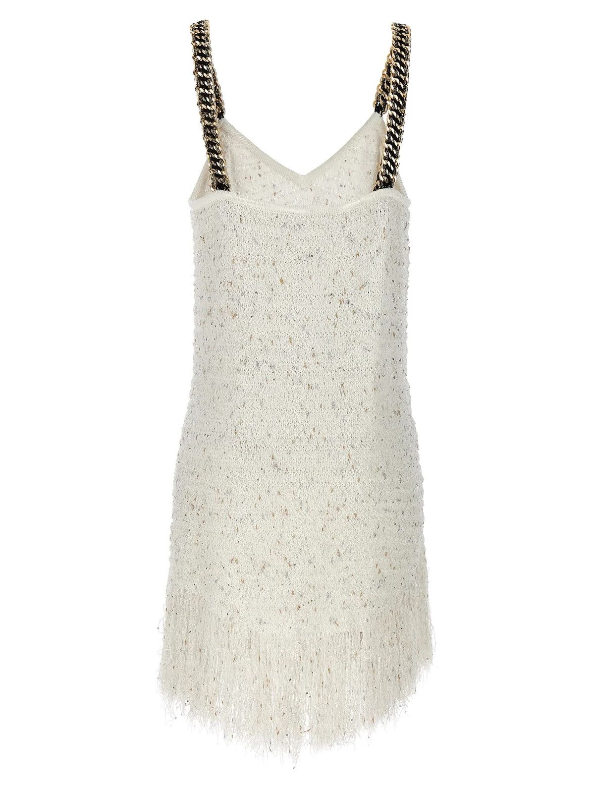 Balmain o1s1wg110825 Strap Lurex Tweed Mini Dress in Off White Size XL / US 12-14 / IT 48-50 - 2 Thumbnail
