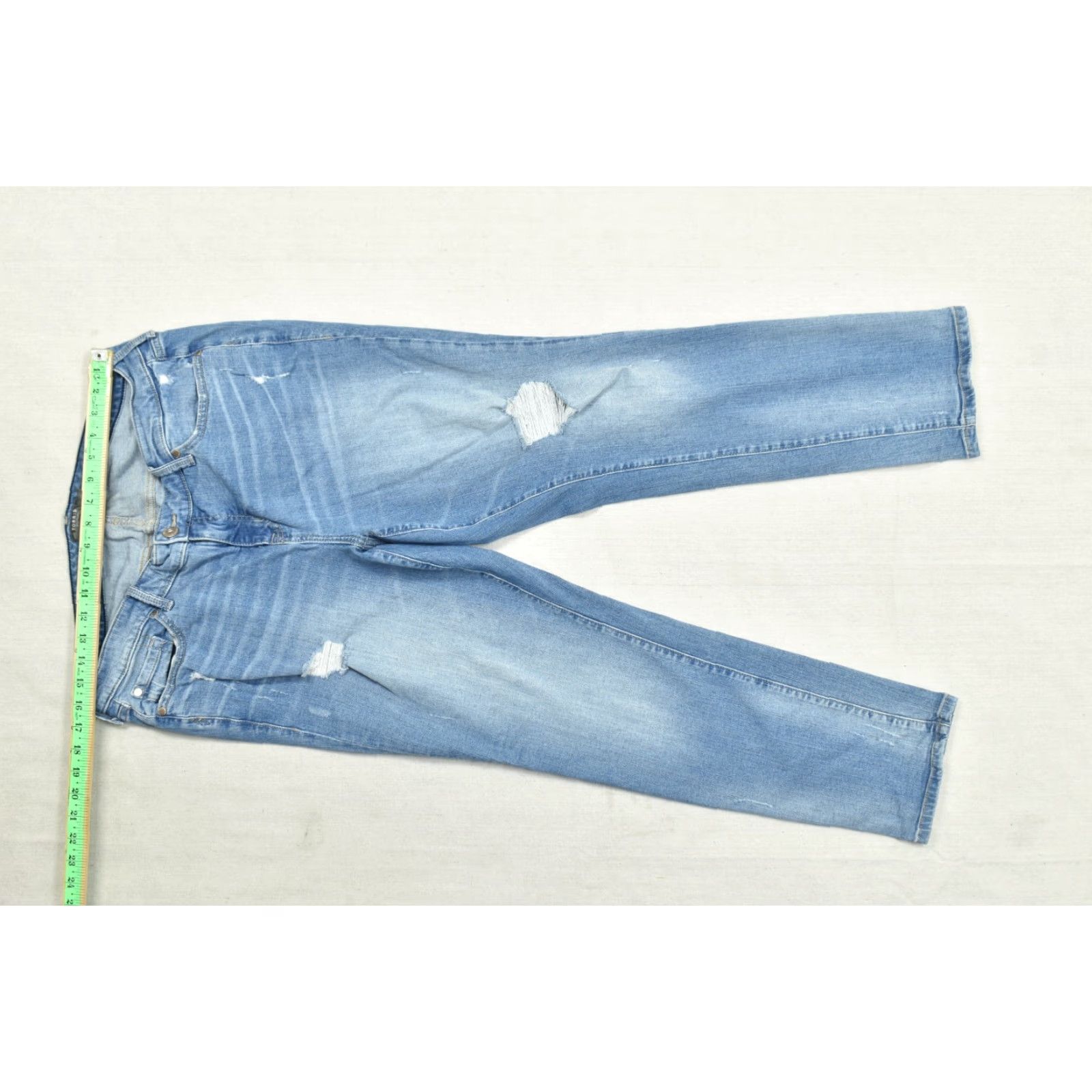 Torrid Torrid Boyfriend Straight Jeans Size 16R Light Wash Distressed Denim Stretch 5-Pocket Zip Inseam 29 Blue Womens Jeans Size 38" / US 16 / IT 52 - 3 Thumbnail