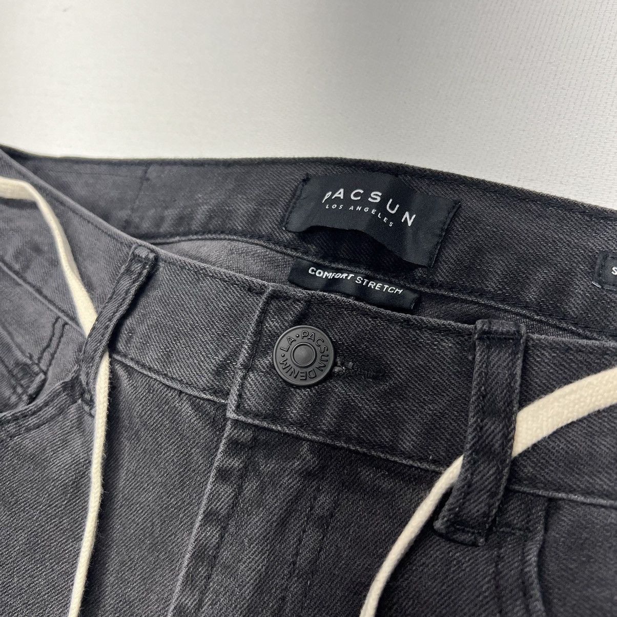 Pacsun Pacsun Jeans Black Stacked Skinny Drawstring Zip Side Stripe Size US 30 / EU 46 - 6 Thumbnail