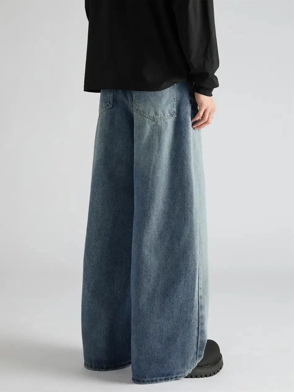 Japanese Brand Retro loose wide leg lightning jeans Size US 32 / EU 48 - 2 Thumbnail