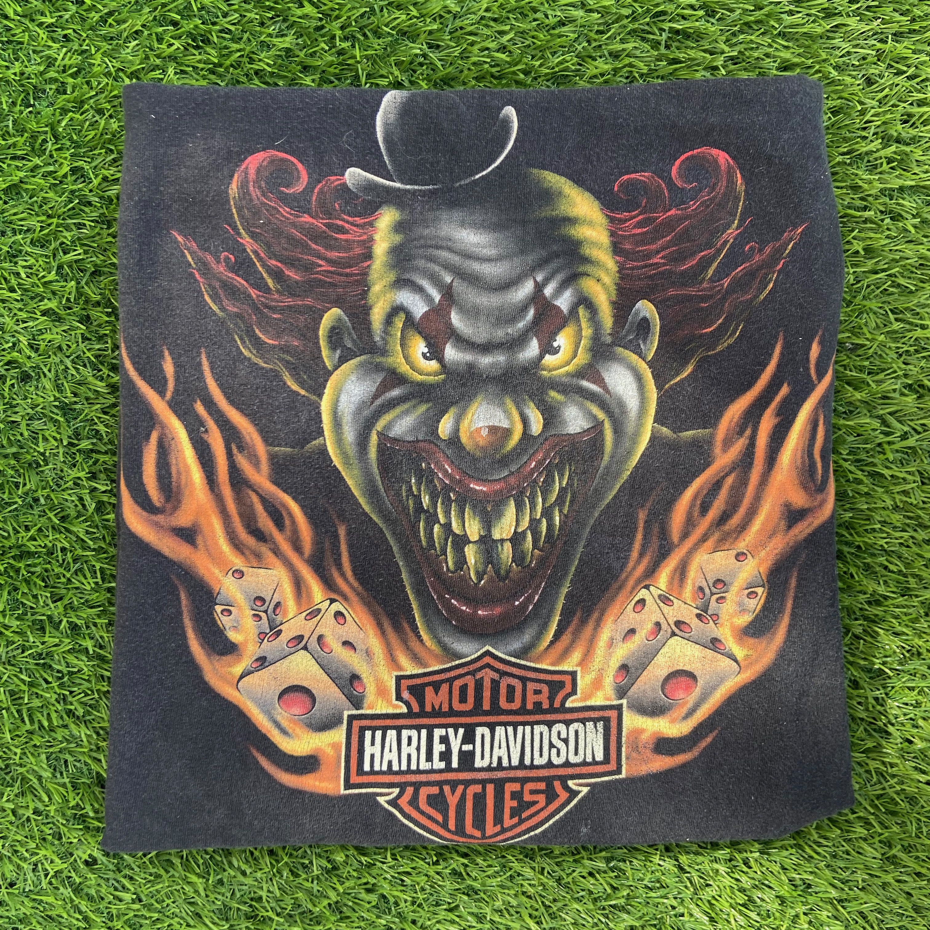 Harley Davidson HARLEY DAVIDSON ARCHIVE SCARY CLOWN TEE 1990s - № 56 Size US XL / EU 56 / 4 - 1 Thumbnail