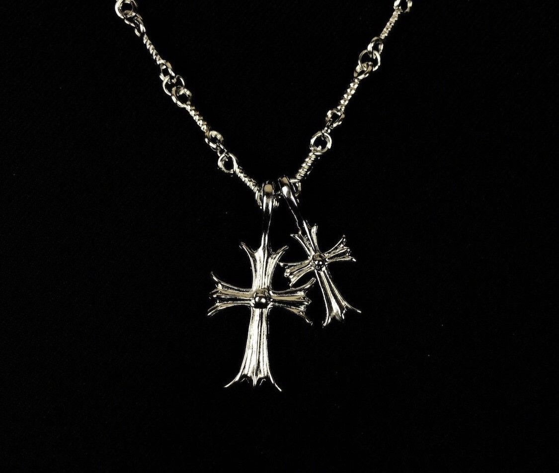 Jewelry Double Cross Necklace Punk Gothic Chain Size ONE SIZE - 3 Thumbnail