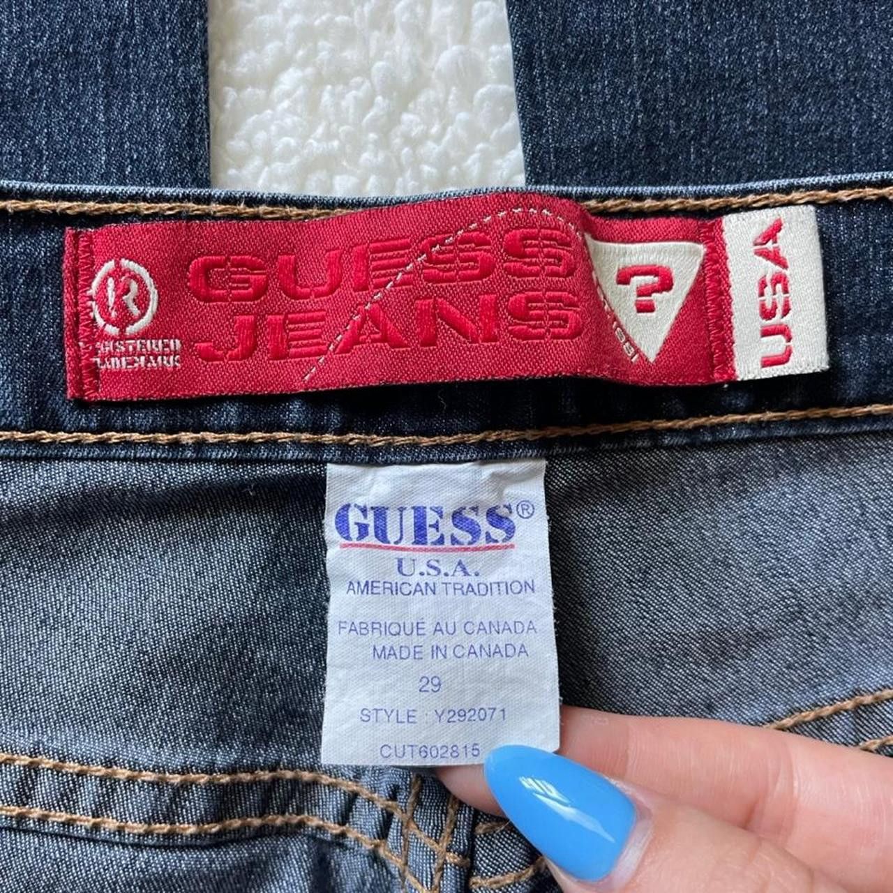 Guess Vintage Guess dark wash blue stretch jeans Size 29" - 3 Thumbnail