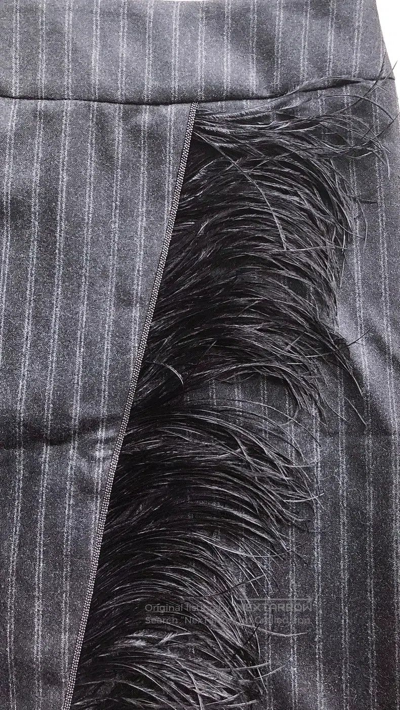 Brunello Cucinelli Ostrich Feather Beaded Half Skirt