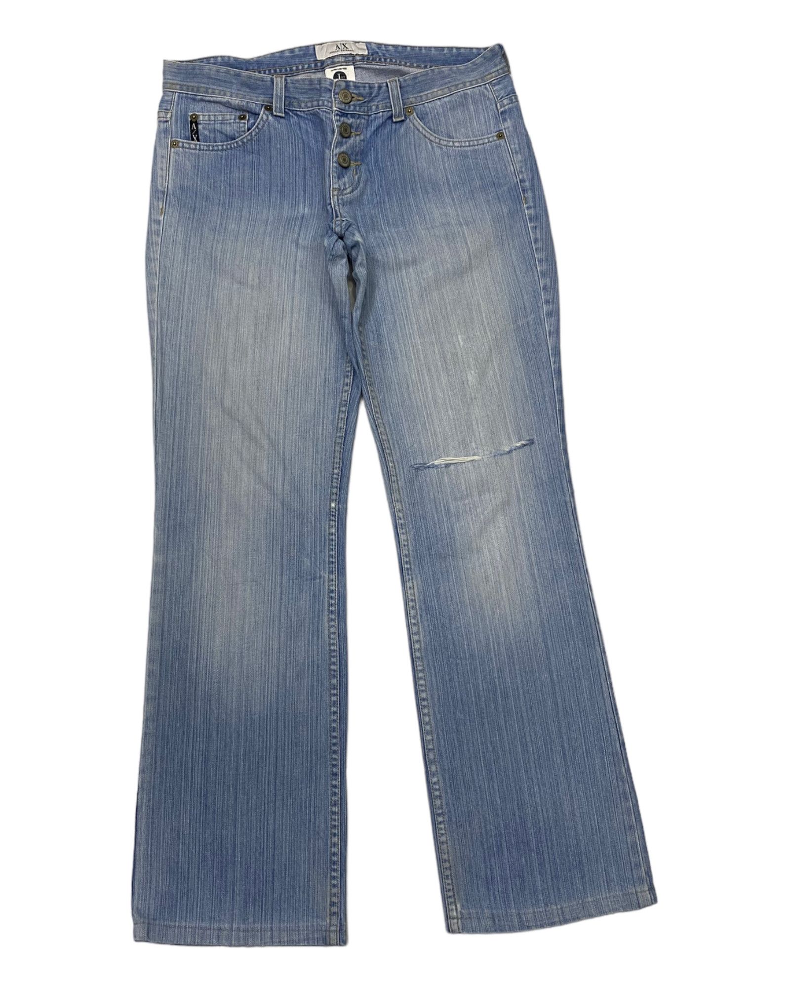 Armani Exchange Armani Exchange Bootcut Low Rise Distress Denim Jeans Size 32" / US 10 / IT 46 - 3 Thumbnail
