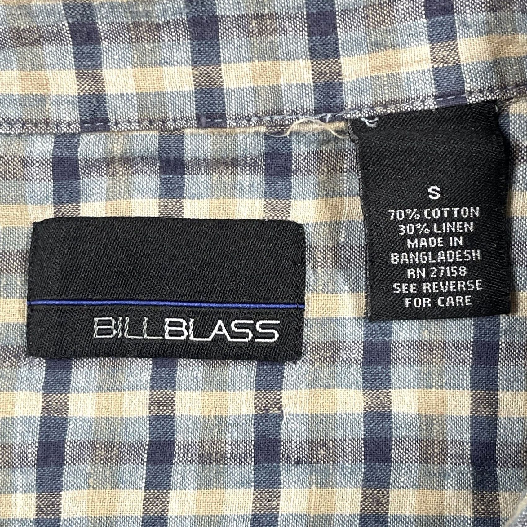 Bill Blass Bill Blass Shirt Men’s S Small Linen Blend Check Button Up Short Sleeve Casual Mens Shirt Size US S / EU 44-46 / 1 - 6 Thumbnail