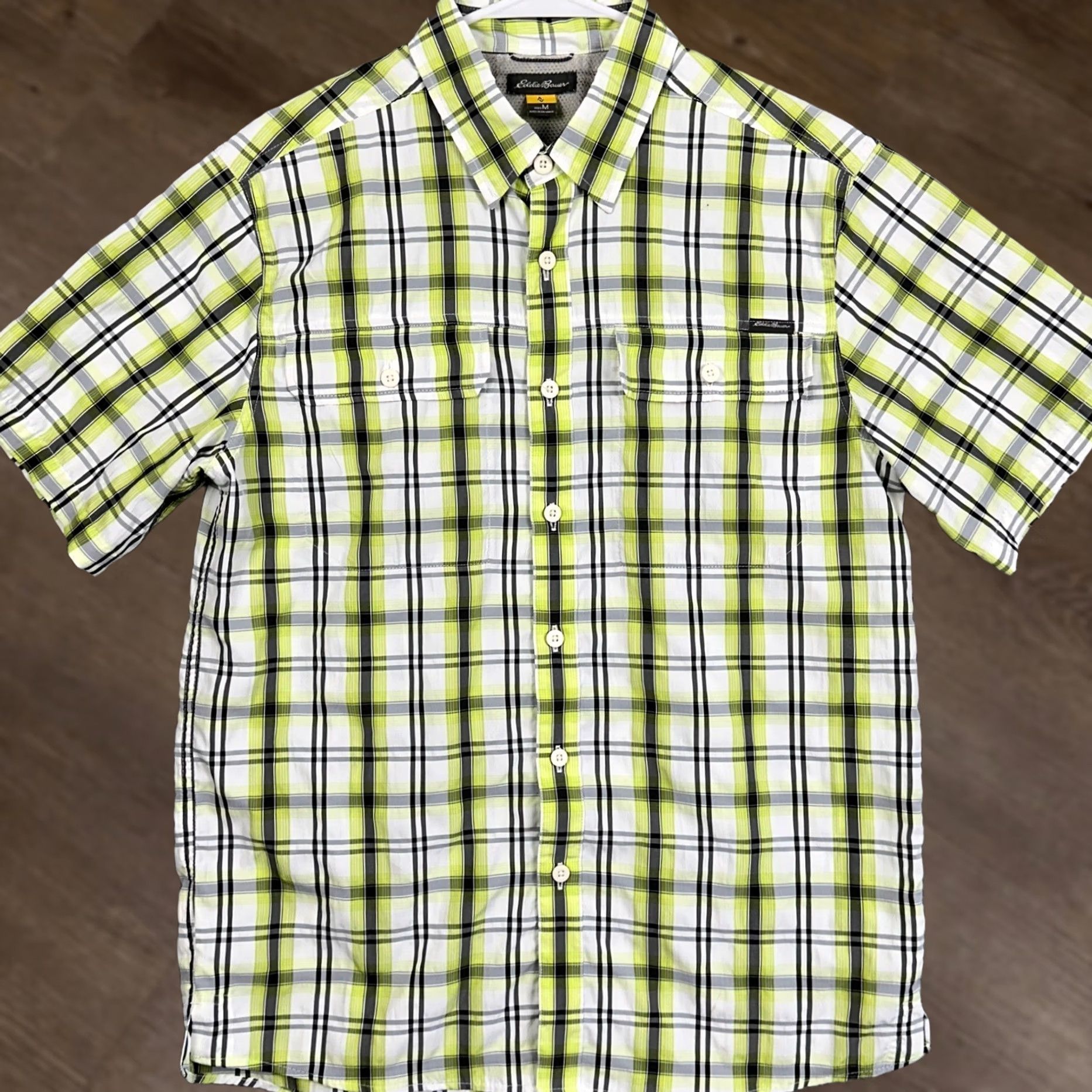 Eddie Bauer Eddie Bauer Shirt Button-Up Mens Medium Green Plaid Short Sleeve Pockets Casual Summer Spring 42 in Chest Mens Size US M / EU 48-50 / 2 - 1 Thumbnail