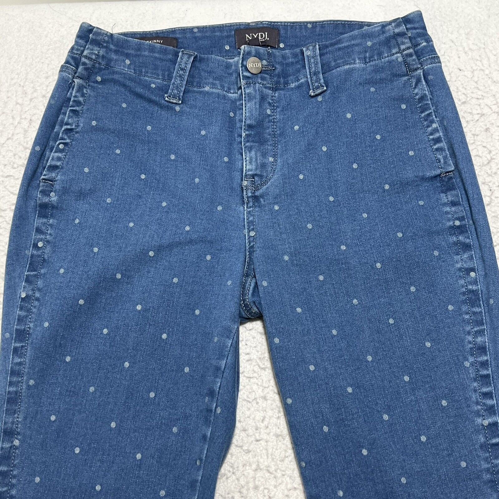 Other NYDJ Ami Skinny Lift Tuck Blue Polka Dot Denim Stretch Jeans Size 28" / US 6 / IT 42 - 2 Thumbnail