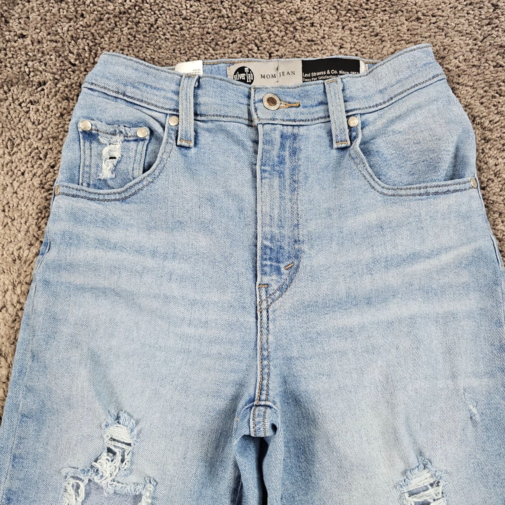 Levi's VINTAGE Levi's Silvertab Mom Jeans Women 26 High Rise Light Wash Distressed 23x26 Denim Blue Mens Size 26" / US 2 / IT 38 - 2 Thumbnail