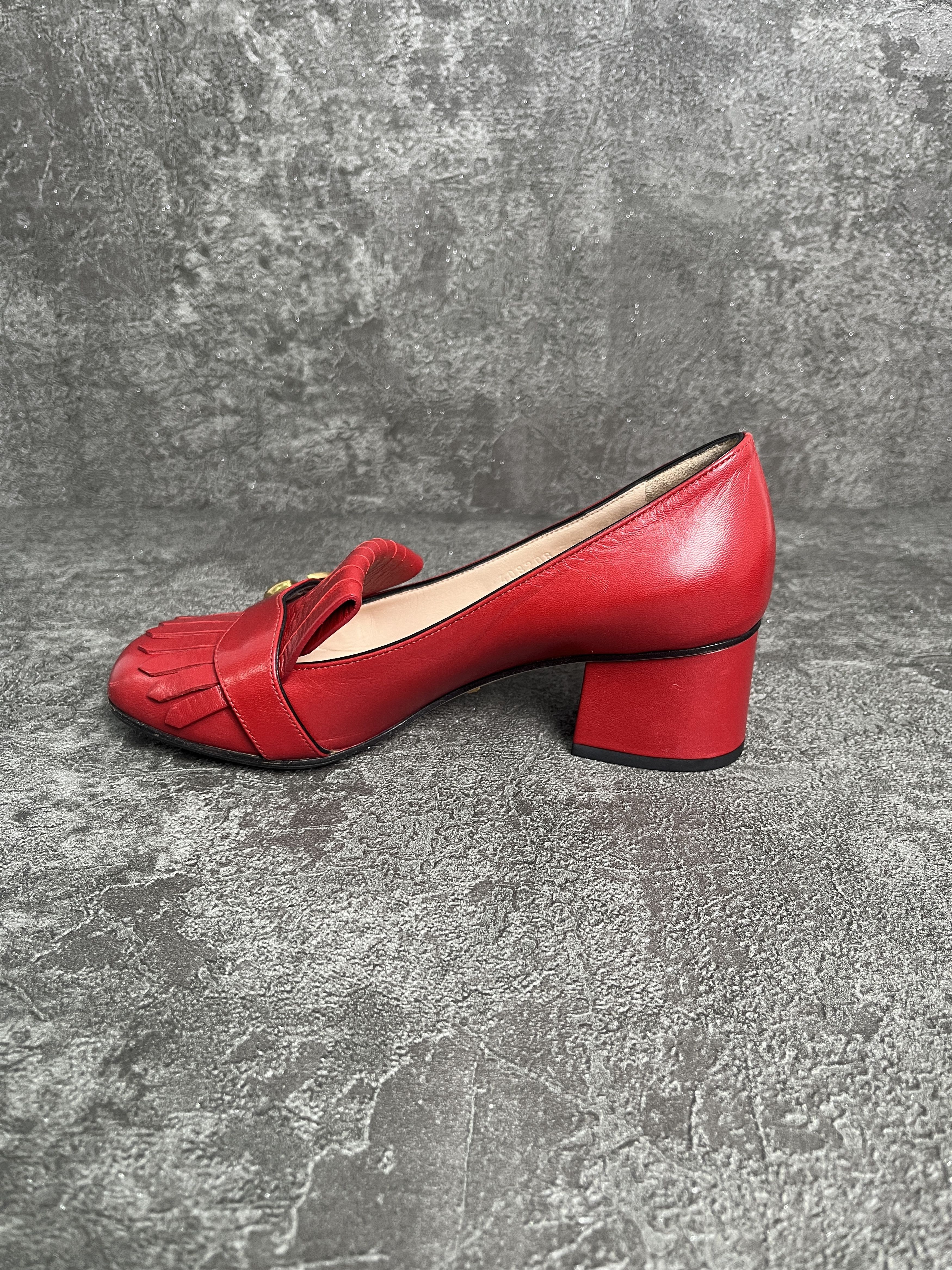 Gucci Gucci Red Marmont Fringe Mid-Heel Pumps Size US 5.5 / IT 35.5 - 2 Thumbnail
