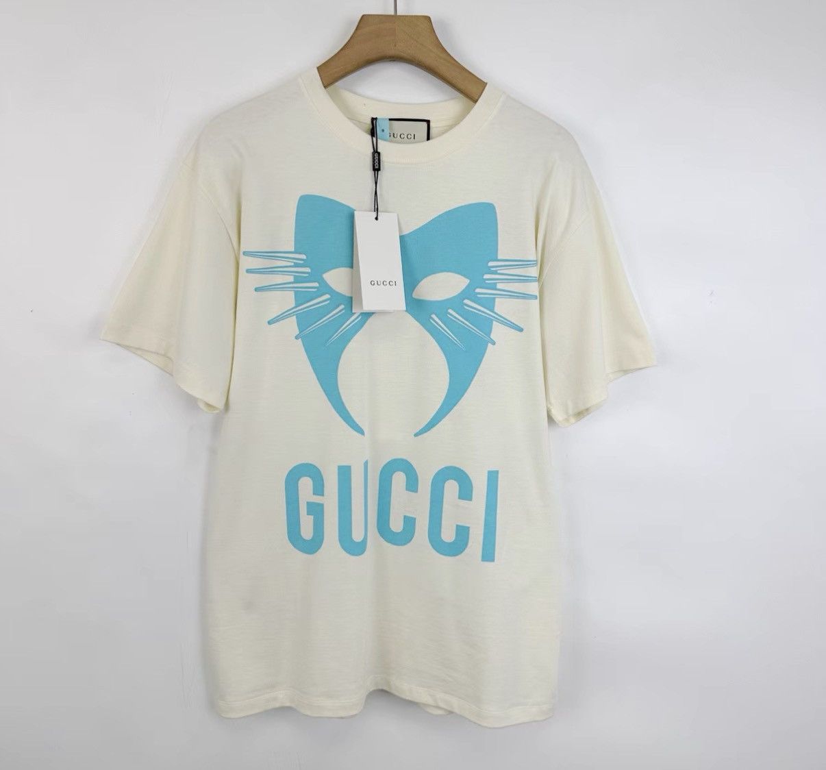 Gucci Gucci White Cat Mask Print T-shirt K12 Size US S / EU 44-46 / 1 - 1 Thumbnail