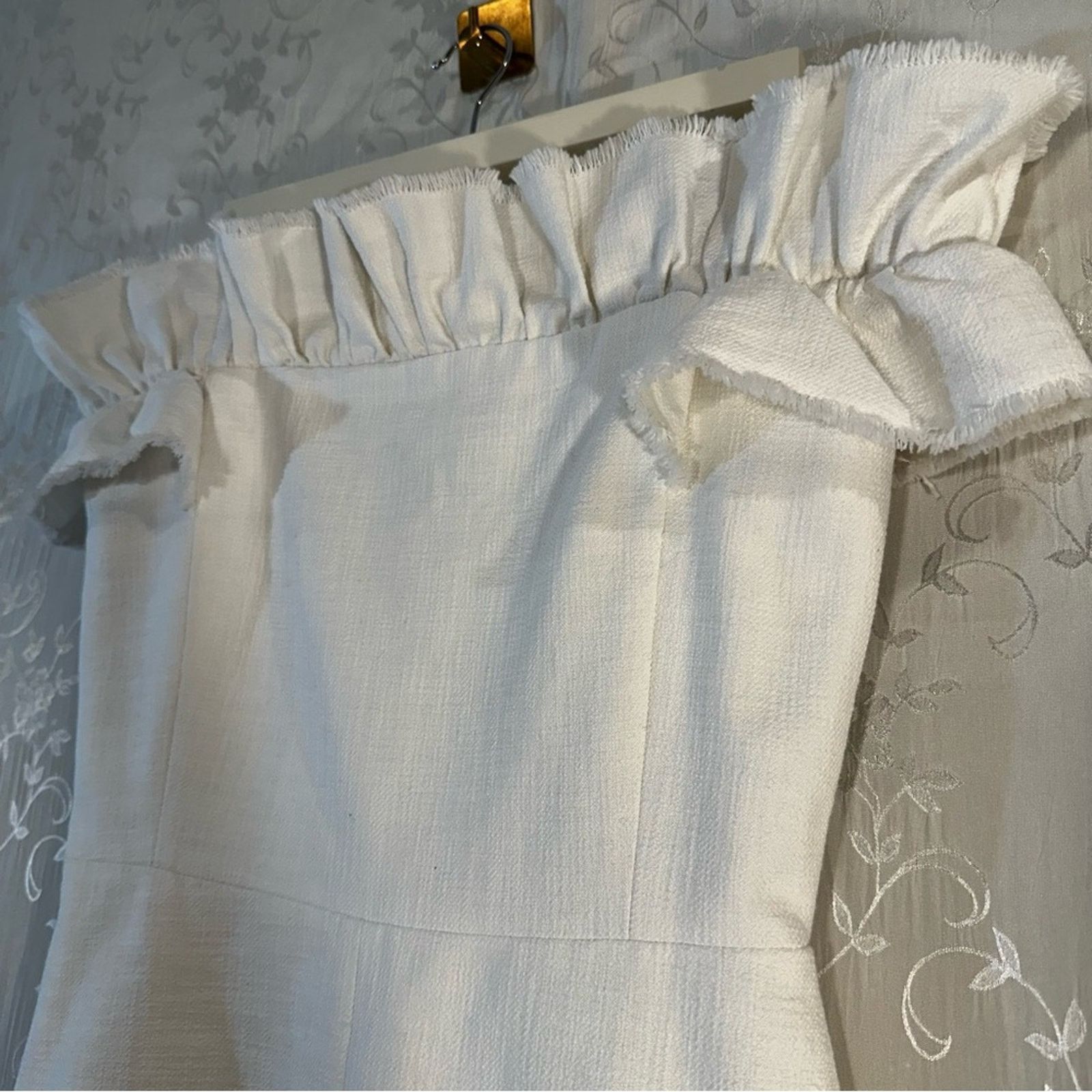 Rebecca Taylor Rebecca Taylor Off-the-Shoulder White Ruffle Dress – Size 4 Size S / US 4 / IT 40 - 9 Thumbnail