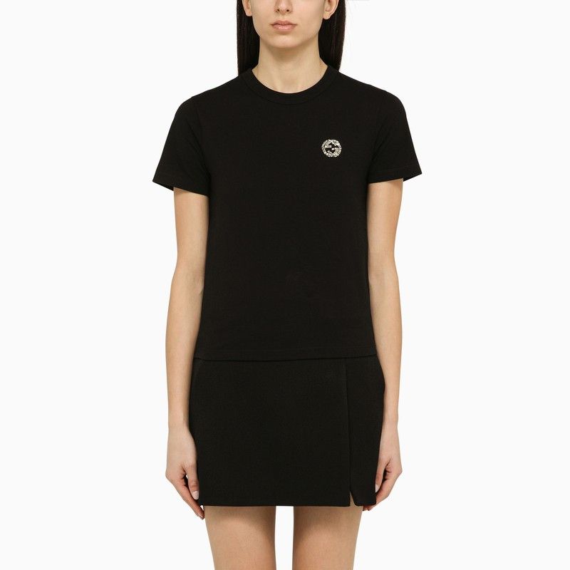 image of Gucci Black Crew-Neck T-Shirt With Logo, Women's (Size XS)