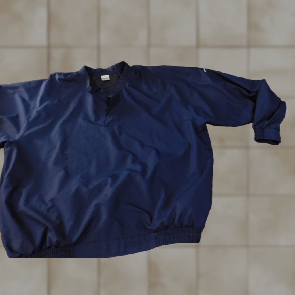 Nike VINTAGE Nike Sweatshirt Mens 2XL Blue Pullover Windbreaker Snap Logo Long Sleeve Mock Neck Knit Polyester Sweatshirt Size US XXL / EU 58 / 5 - 1 Thumbnail