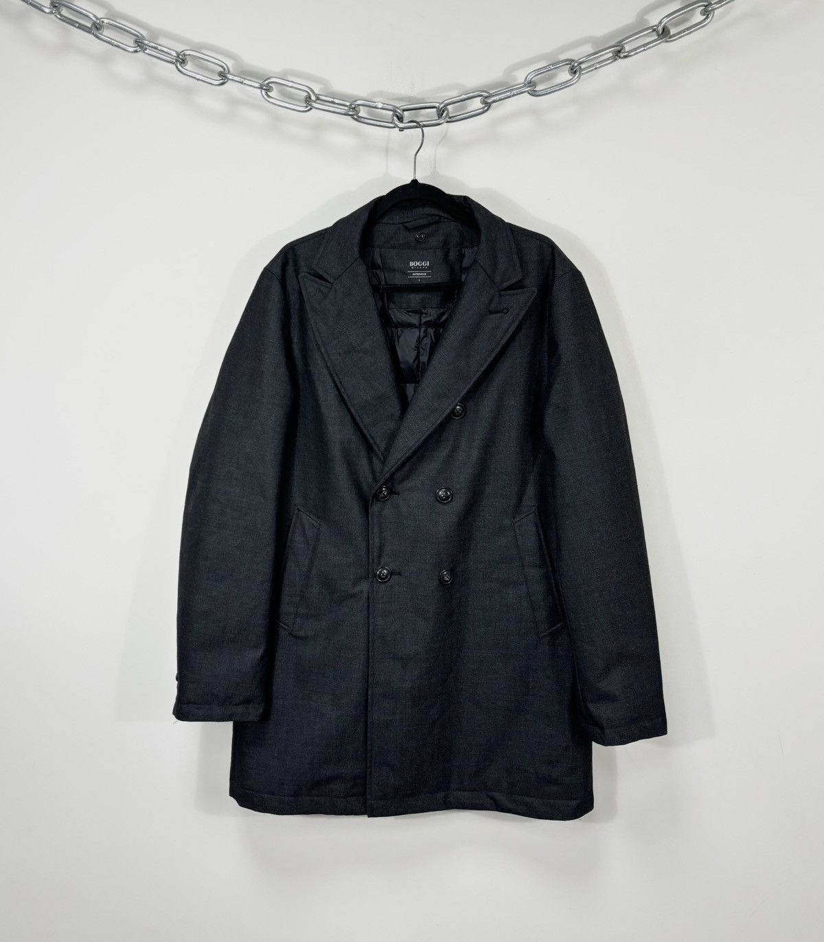 Boggi Milano Men’s Gray Water Repellent Down Wool Coat
