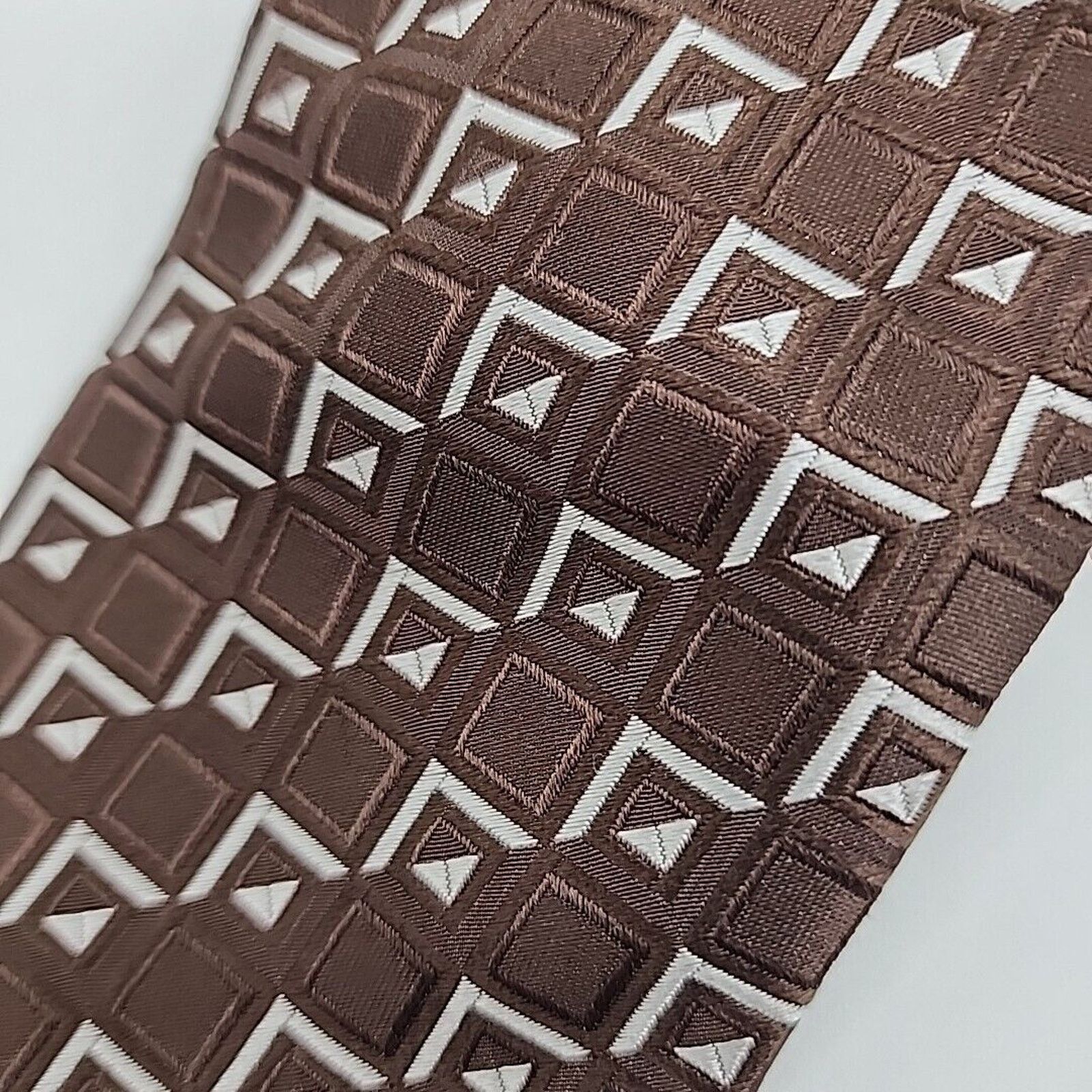 Other Prochownick Brown Geometric Silk Tie Necktie - Made in Italy Size ONE SIZE - 4 Thumbnail