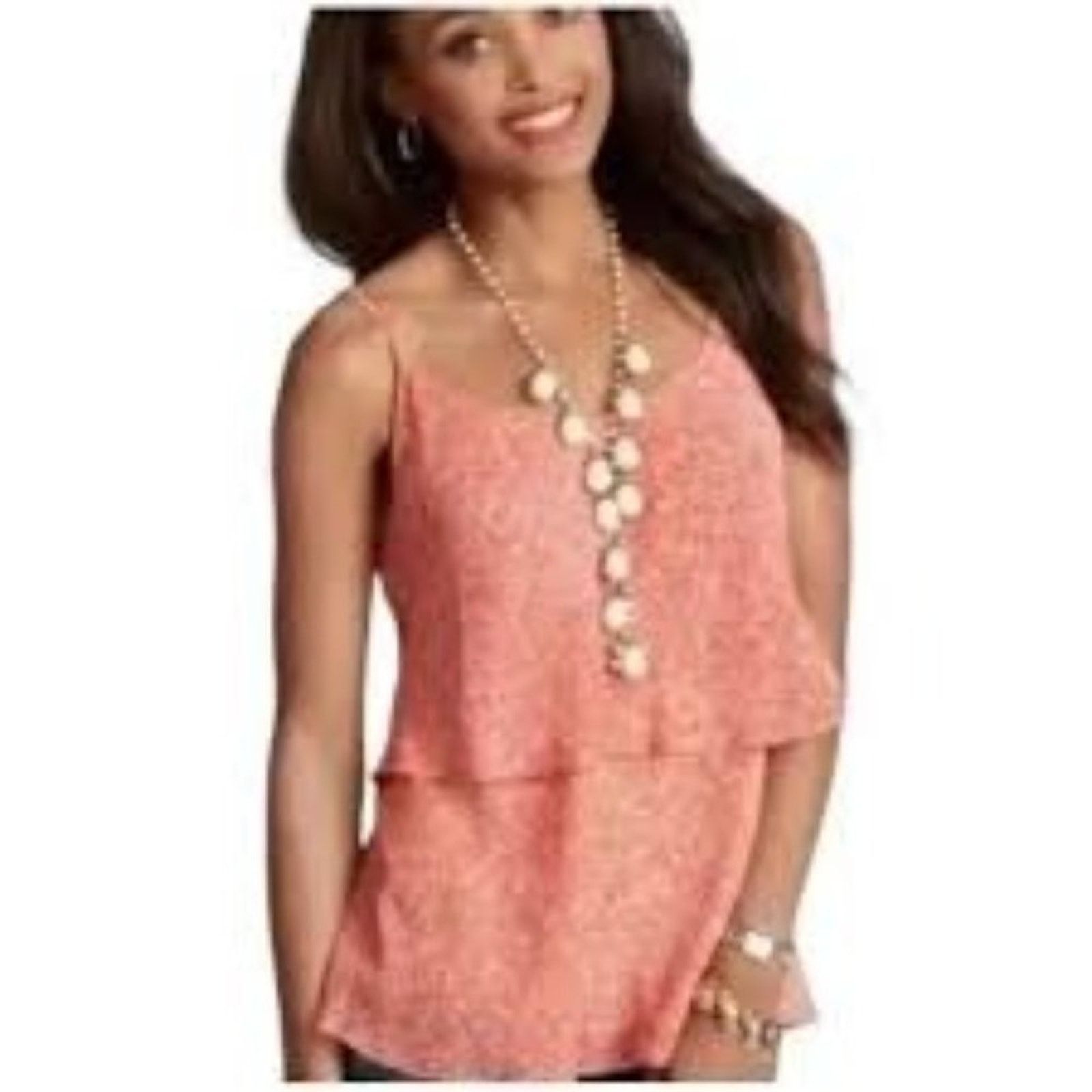 Other Cabi Tank Top Lined Flowy Ruffle Orange Adjustable Straps Size S / US 4 / IT 40 - 1 Thumbnail