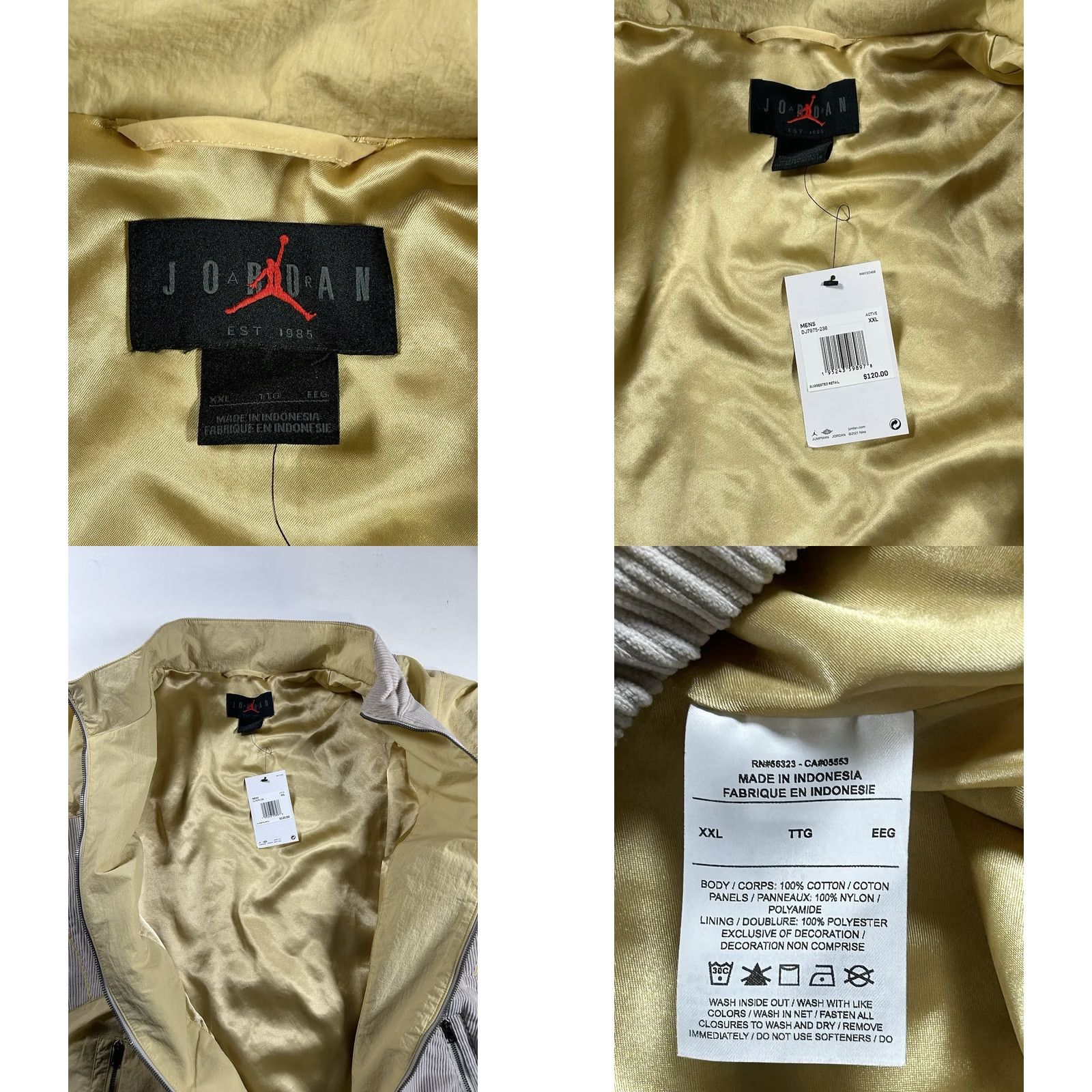 Jordan Brand Air Jordan Honor The Gift Inner City Russell Westbrook Cord Suit Set Jacket 2XL Beige Mens Size 48R - 8 Thumbnail