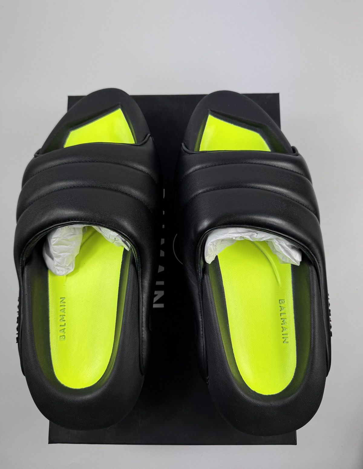 Balmain BLACK B IT QUILTED LEATHER SLIDE SANDALS Size US 9 / EU 42 - 3 Thumbnail