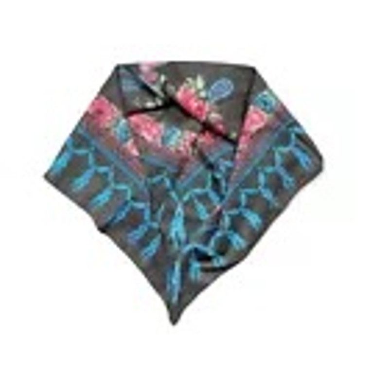 Other Women’s Black with Pink Roses and Blue Paisleys Square Scarf Size ONE SIZE - 1 Thumbnail