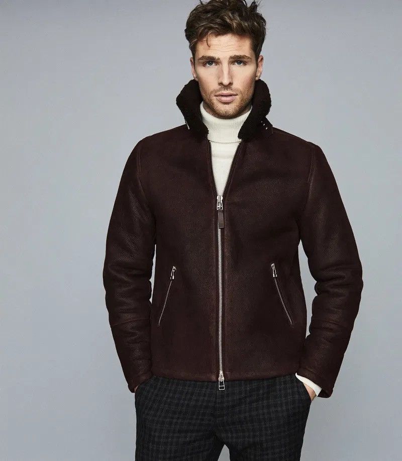 Reiss Reiss shearling coat in Bordeaux Size US M / EU 48-50 / 2 - 1 Thumbnail