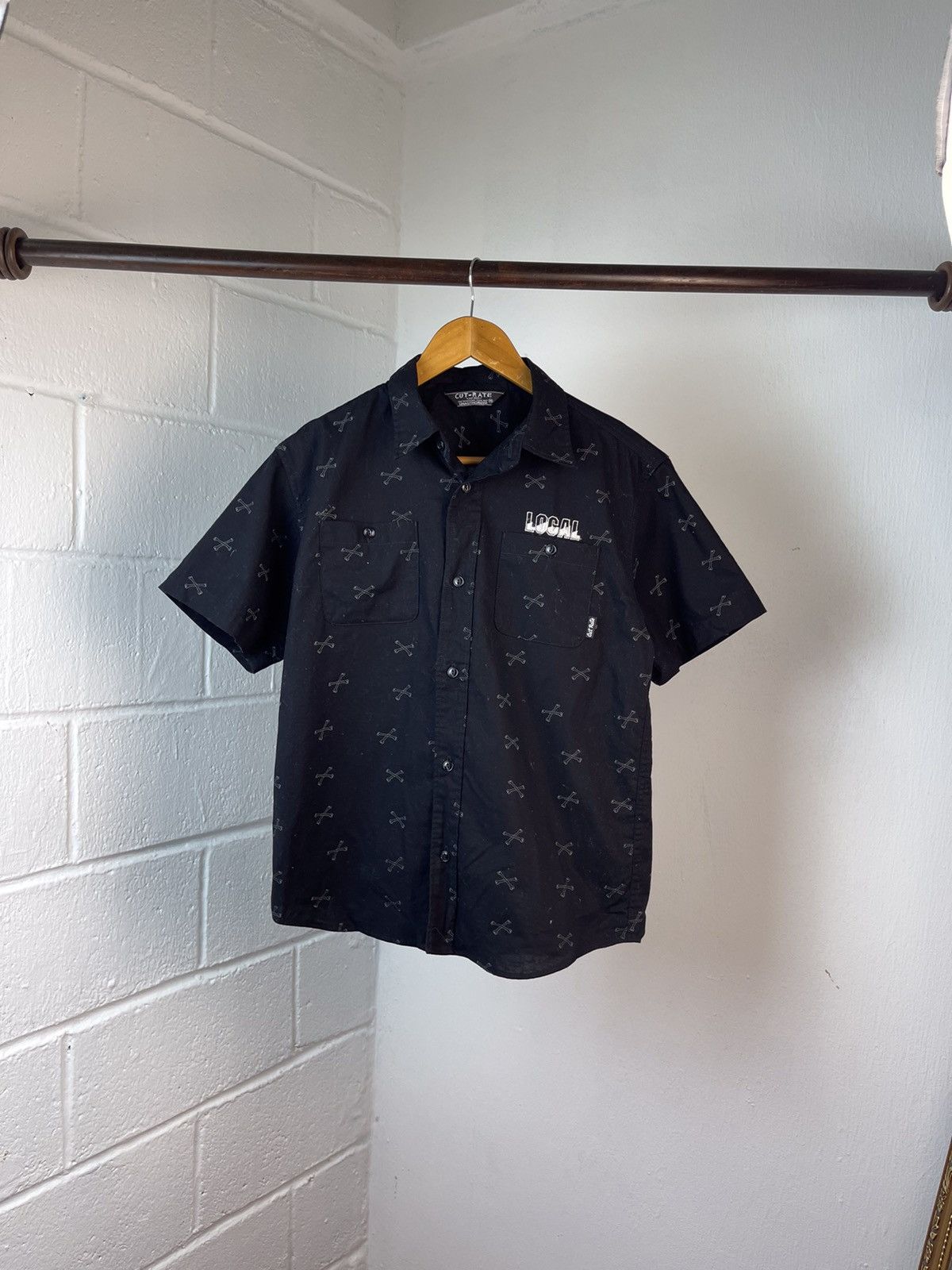 20471120 Cut Rate Skull Overprint Button ups shirt b3 Size US M / EU 48-50 / 2 - 4 Thumbnail
