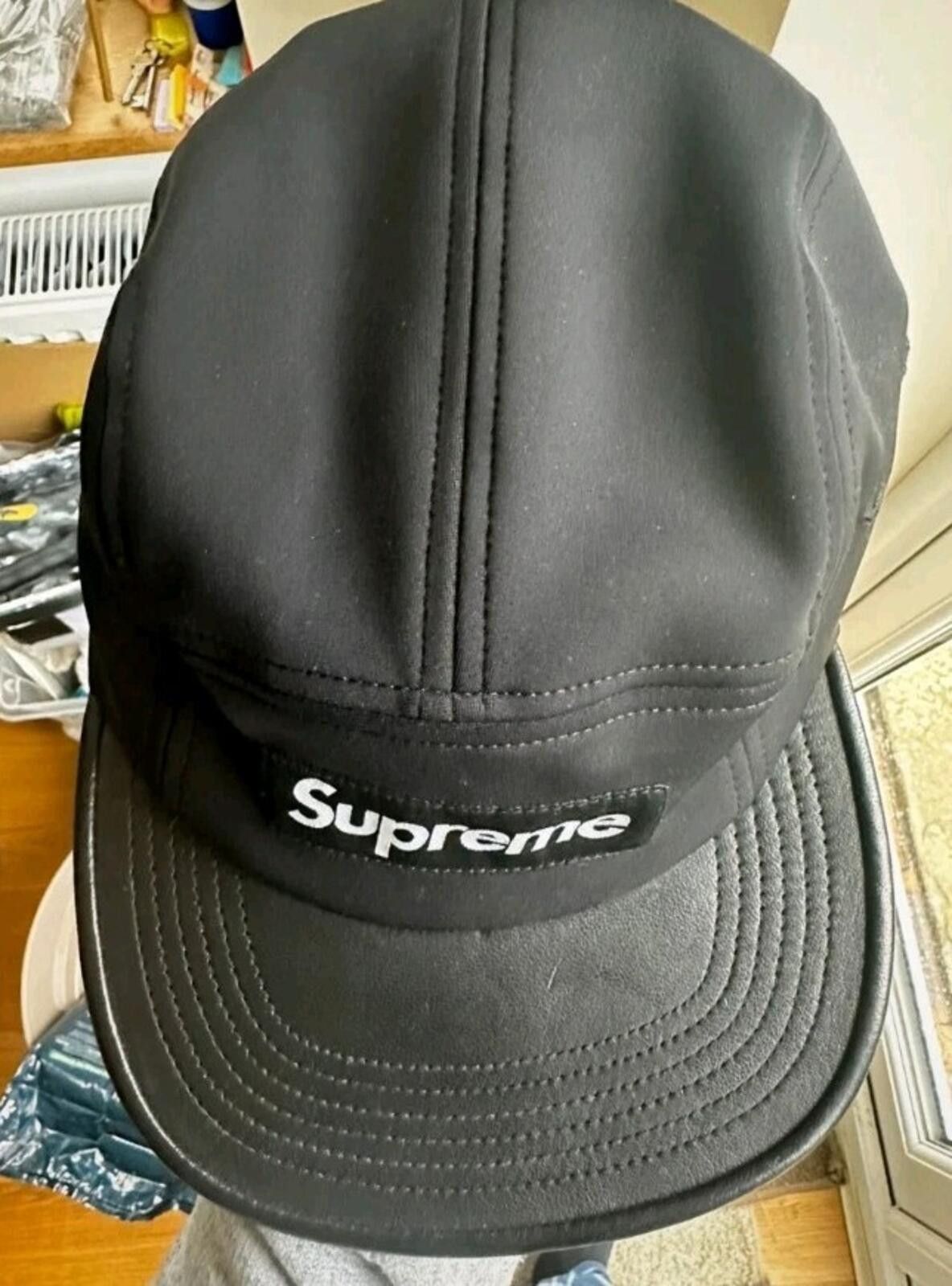 SS15 Supreme Expedition Leather Visor Camp Cap Hat Black