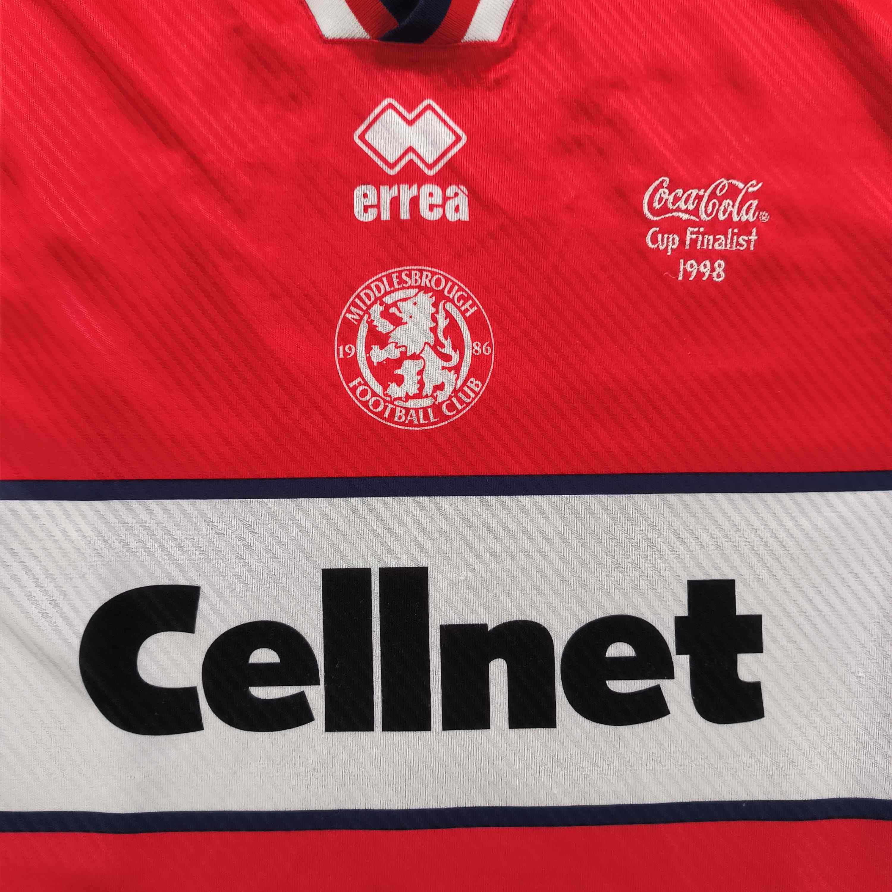 Errea Middlesbrough 1997-98 Errea home football jersey size M Size US M / EU 48-50 / 2 - 3 Thumbnail