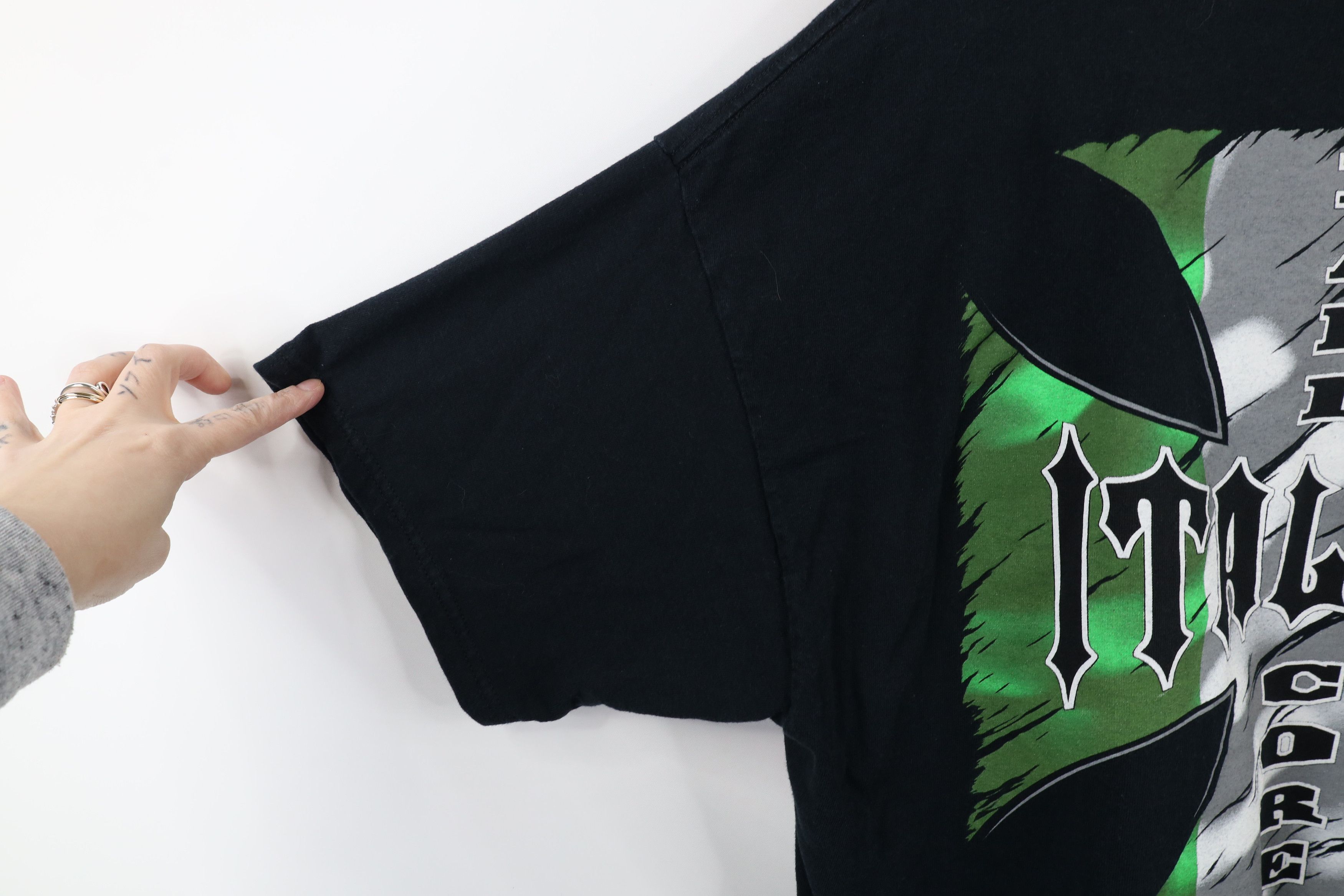 Vintage Vintage 90s Streetwear Cross Italian Hard Core T-Shirt Black Size US XL / EU 56 / 4 - 13 Thumbnail