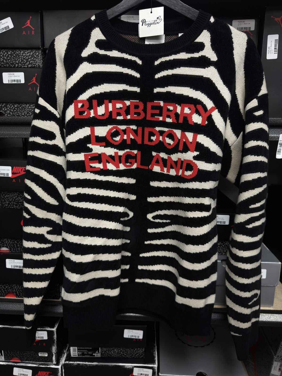 Burberry Zebra Jacquard Logo Knitted Sweater