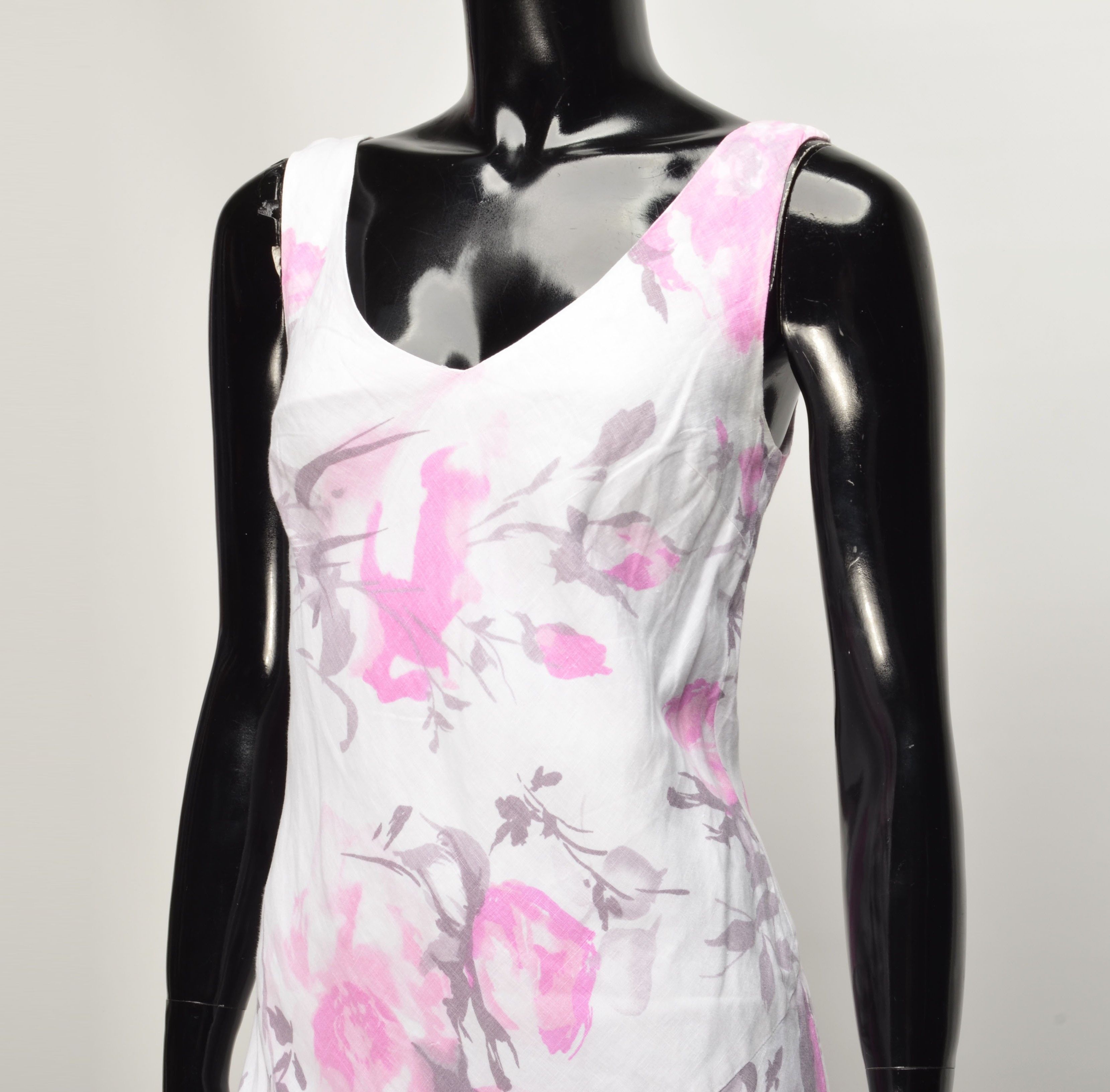 Designer Per Una Y2K 2000s Floral Linen Cottagecore Fairy Dress Size M / US 6-8 / IT 42-44 - 2 Thumbnail