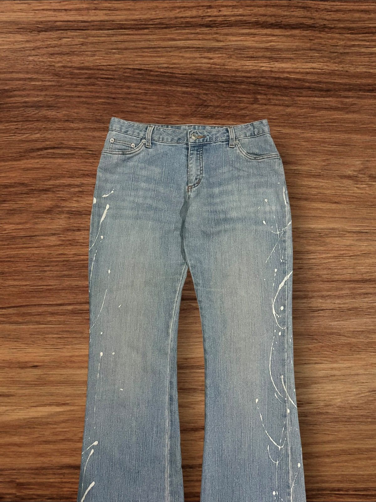 Hysteric Glamour × Japanese Brand × Tornado Mart Japanese Brand Paint Splattered Blue Wash Retro Flare Jeans Size US 29 - 4 Thumbnail