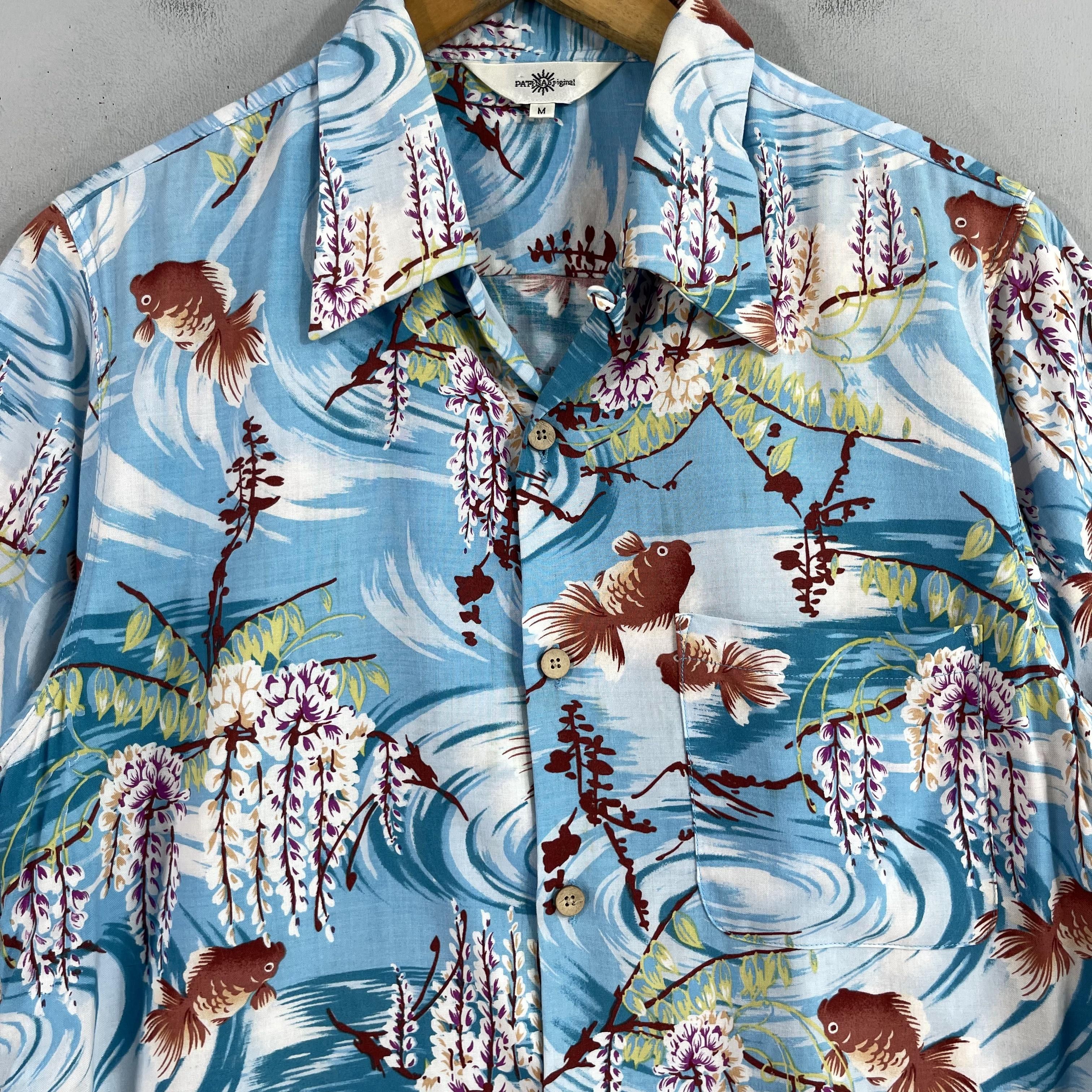 Japanese Brand × Vintage Vintage PATINA Japanese Hawaiian Gold Fish Rayon Shirt Size US M / EU 48-50 / 2 - 2 Thumbnail