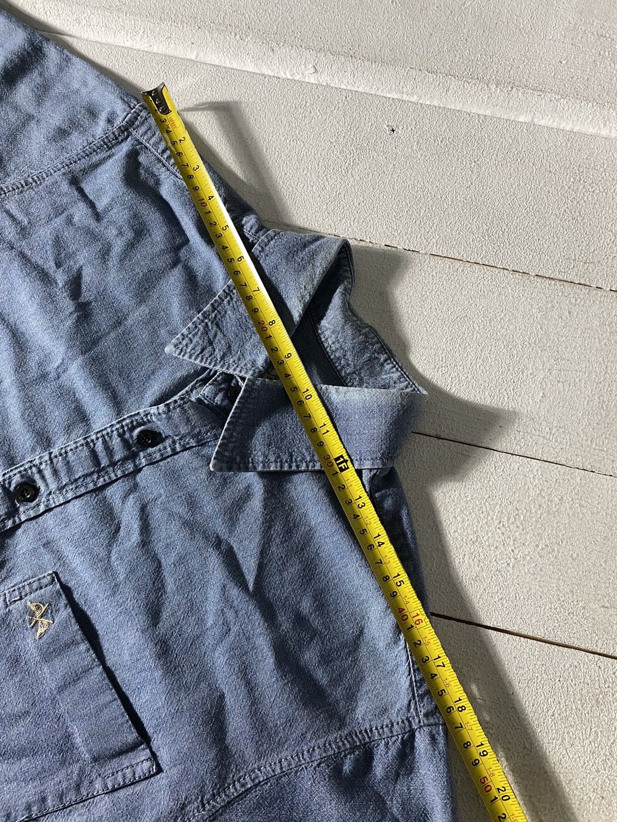 Burberry RARE Thomas Burberry Vintage Denim Shirt short sleeve 90s Size US L / EU 52-54 / 3 - 11 Thumbnail