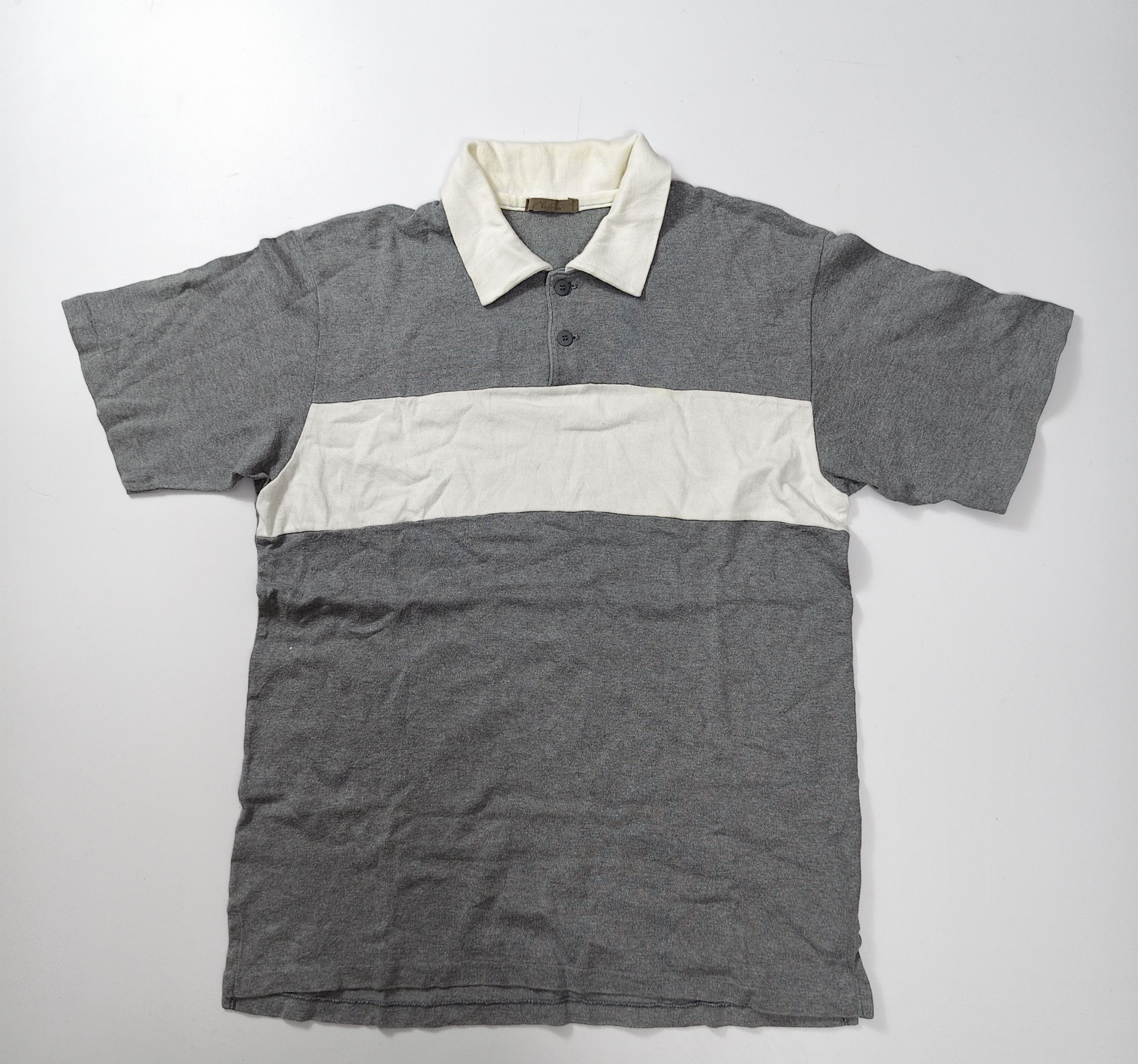 Yohji Yamamoto 2001 Yohji Yamamoto Rugby Polo Colorblock Grey Cream #G Size US M / EU 48-50 / 2 - 1 Thumbnail