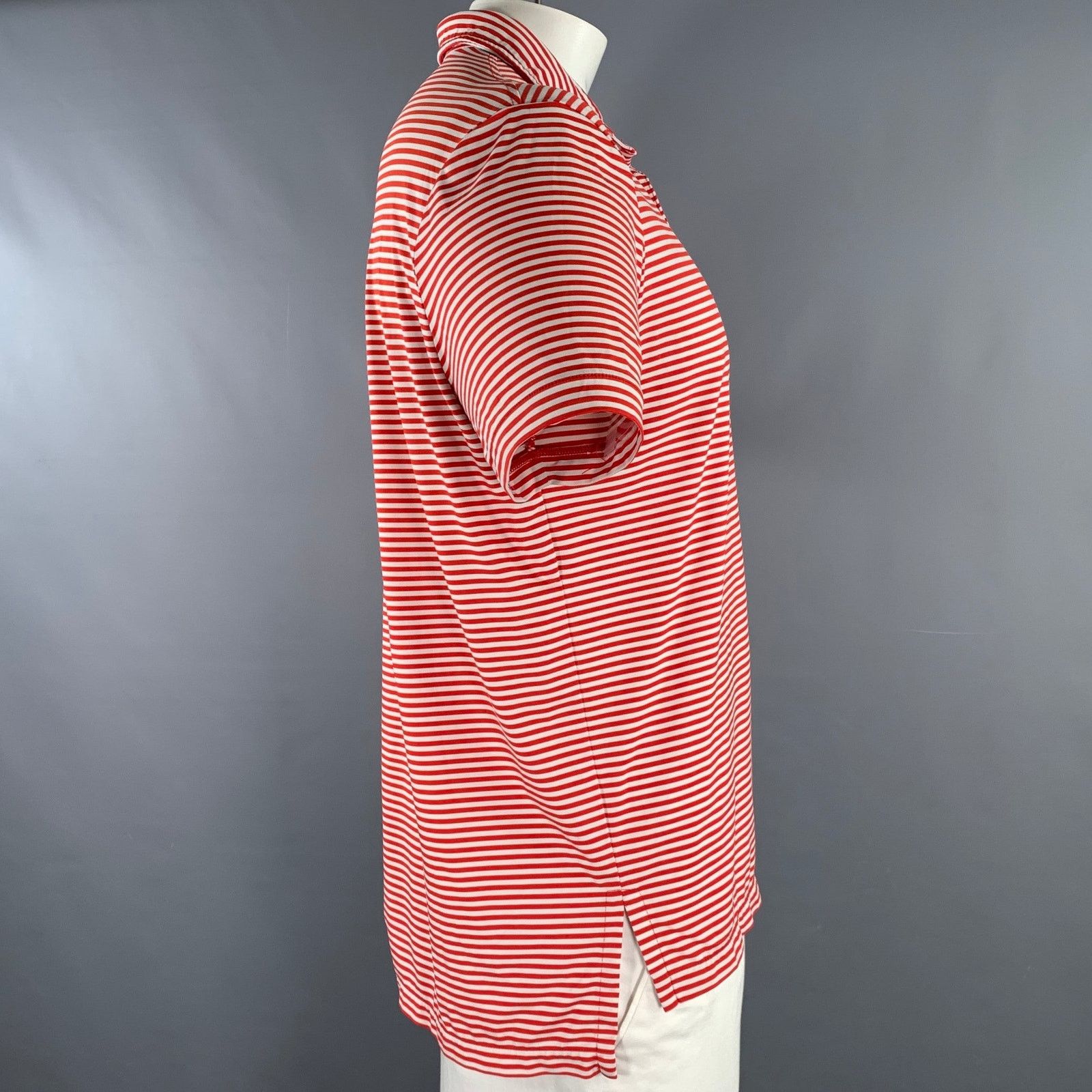 Polo Ralph Lauren Size L Red White Stripe Polyester Blend Polo Size US L / EU 52-54 / 3 - 2 Thumbnail