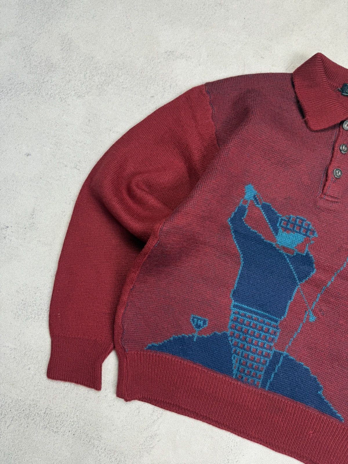 Vintage Vintage 90s Knitted Polo Sweater Golfer Graphic Size US S / EU 44-46 / 1 - 5 Thumbnail
