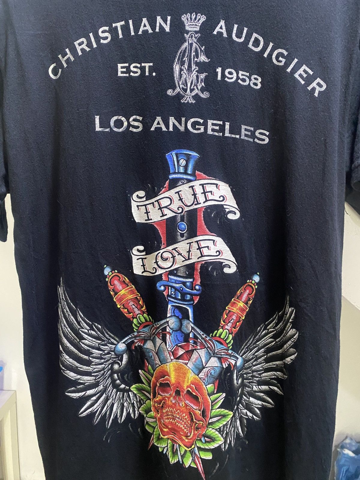 Ed Hardy Christian Audigier Graphic Black Panther Skull Design Tshirt Size US L / EU 52-54 / 3 - 6 Thumbnail