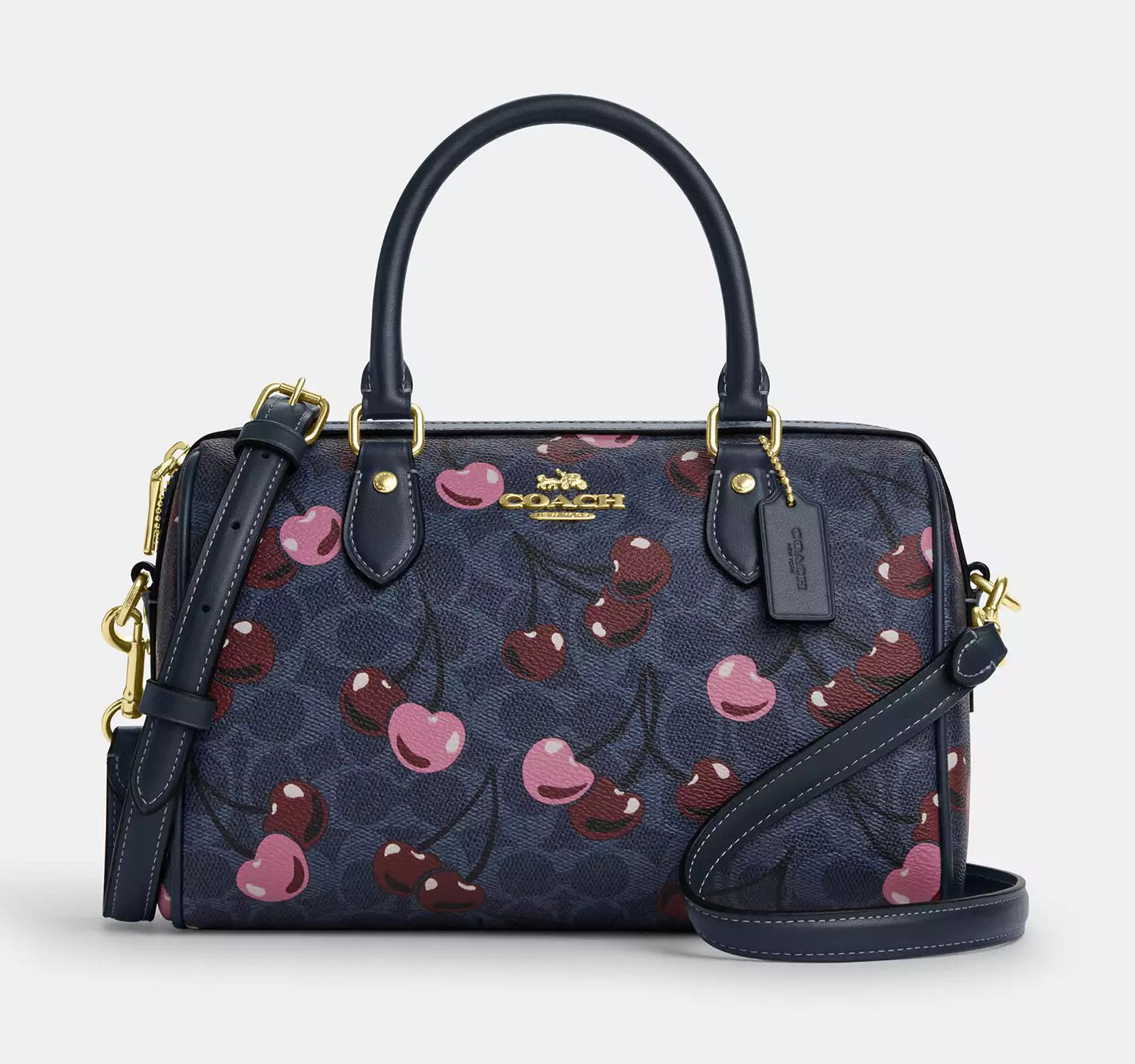 Coach 🍒 Rowan Satchel Bag In Signature Canvas With Cherry CY692 Size ONE SIZE - 5 Thumbnail