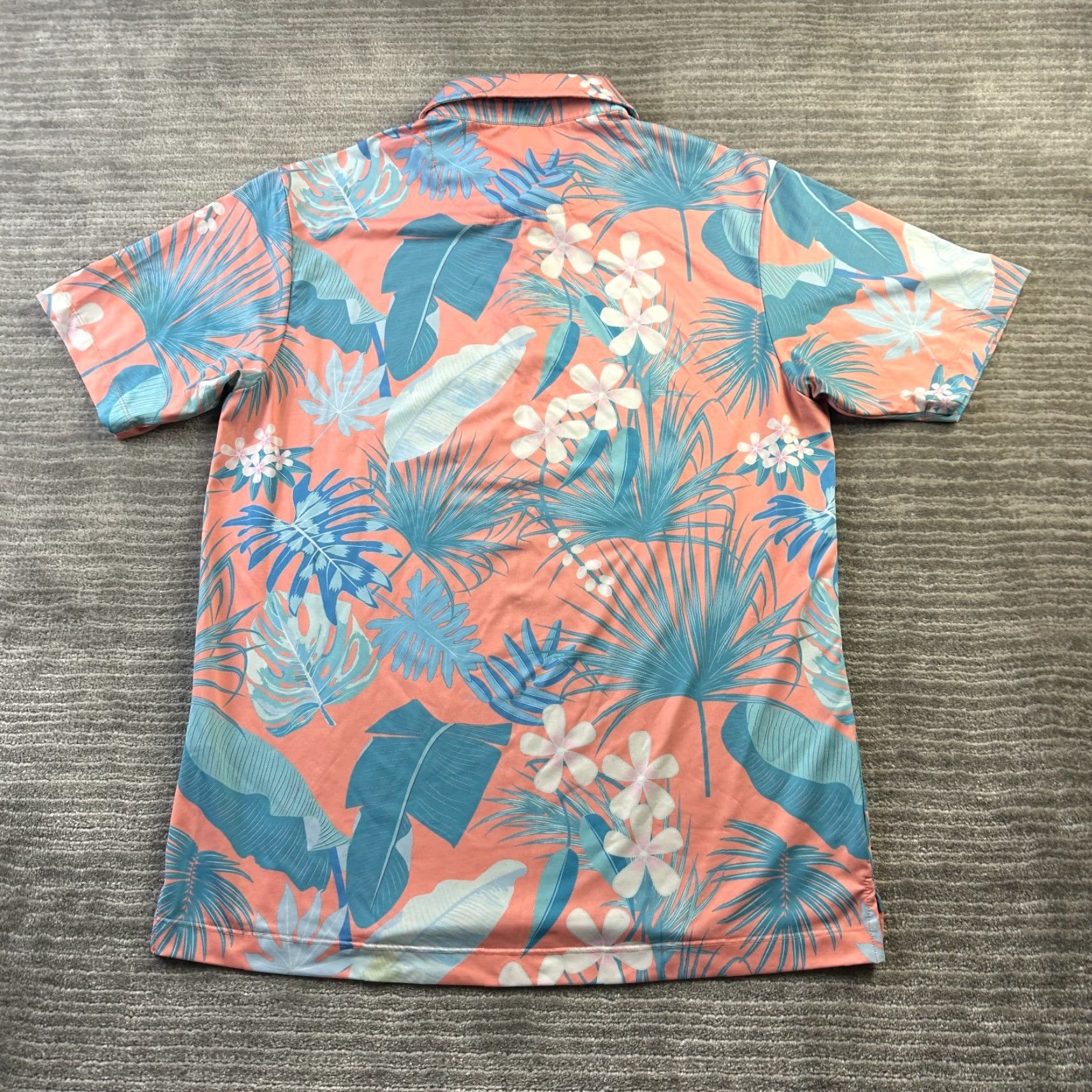 Vintage Bad Birdie Polo Shirt Mens M Orange Floral Performance Golf Shirt Size US M / EU 48-50 / 2 - 2 Thumbnail