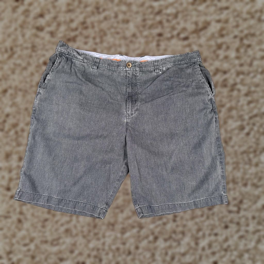 Tommy Bahama Tommy Bahama Shorts Mens 42 Gray Silk Cotton Herringbone Chino Casual Flat Front Zip Pockets Slant Pocket Embroidered Boat Beach Mens Size US 42 / EU 58 - 1 Thumbnail