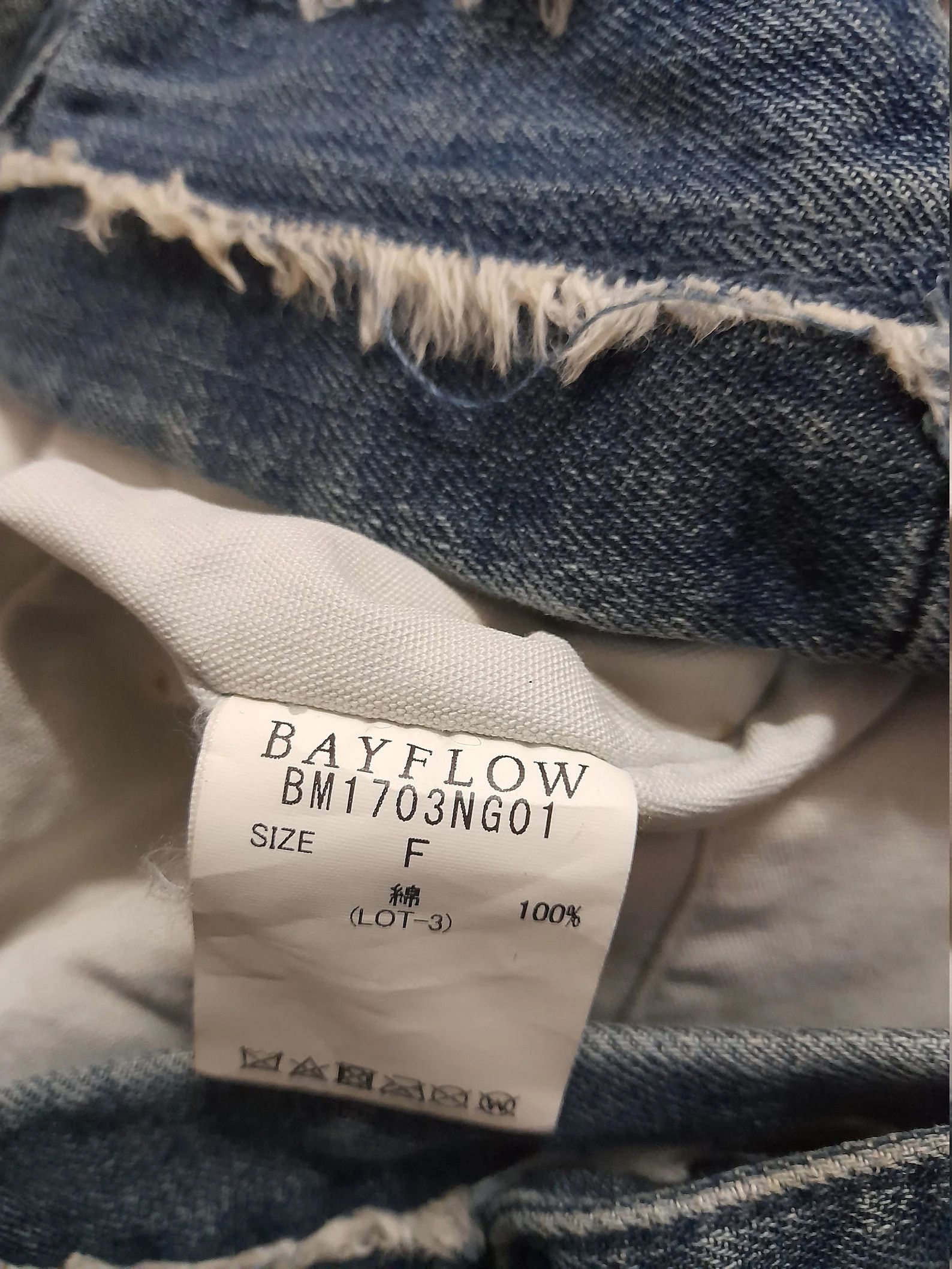Japanese Brand Bay Flow Japan Flag Denim Tote Bag (D712) Size ONE SIZE - 6 Thumbnail