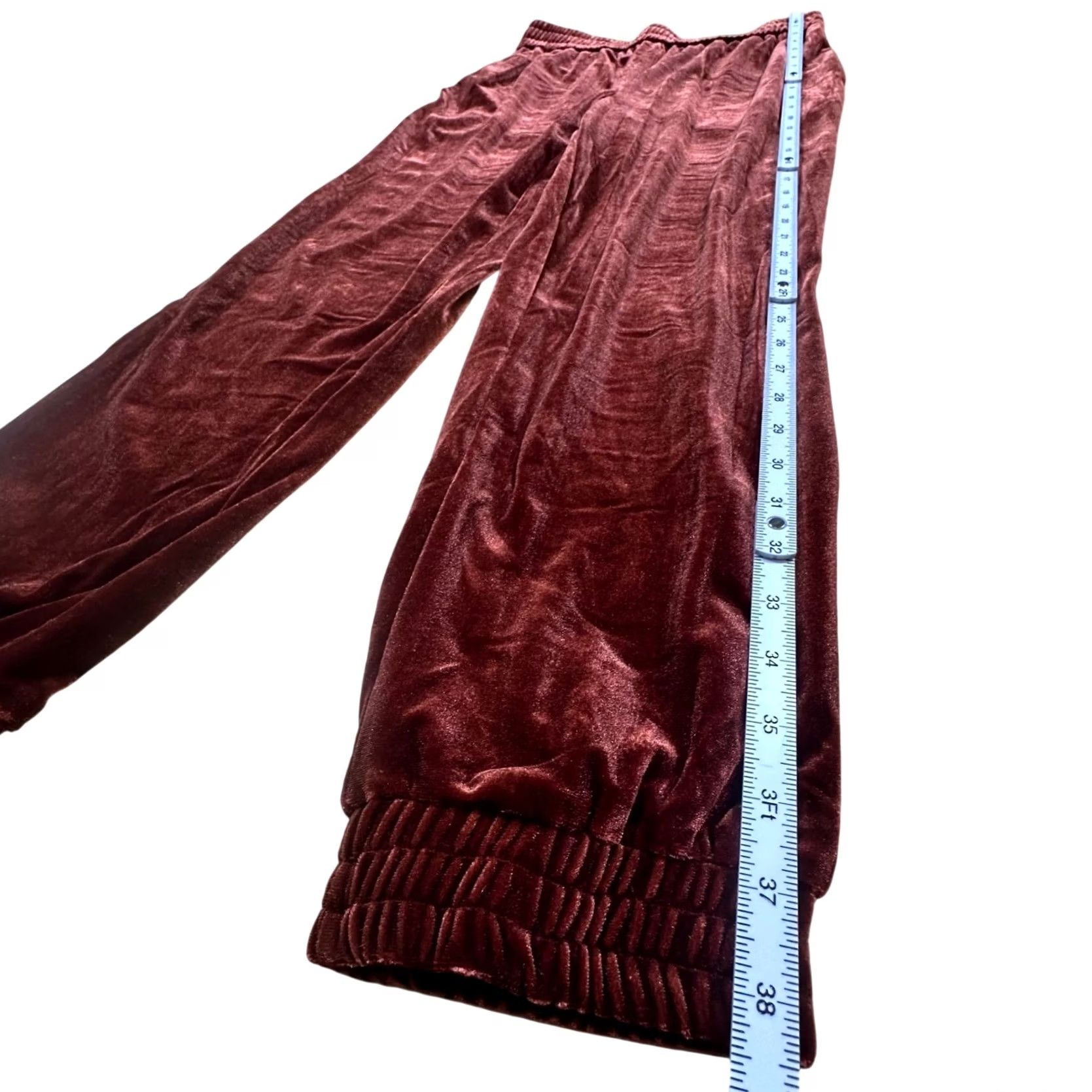 Born BALTIC BORN Velvet Jogger Pants Burgundy Elastic Waist S Size Medium Size 28" / US 6 / IT 42 - 5 Thumbnail