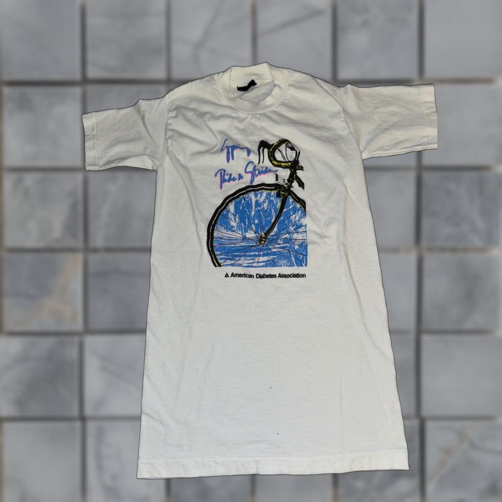 Vintage VINTAGE Coast Screenprinting T-Shirt White Small Mens 16x27.5 Single Stitch Stitch 90s Cycling Elementary? Size US S / EU 44-46 / 1 - 1 Thumbnail
